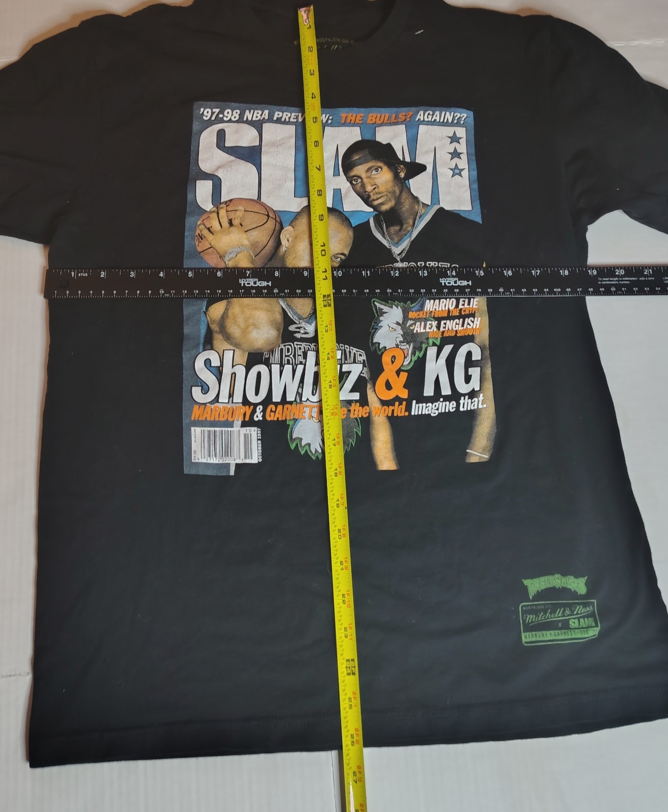 Vntg Mitchell & Ness Kevin Garnett & Stephon Marbury Slam Magazine T-Shirt L Htf