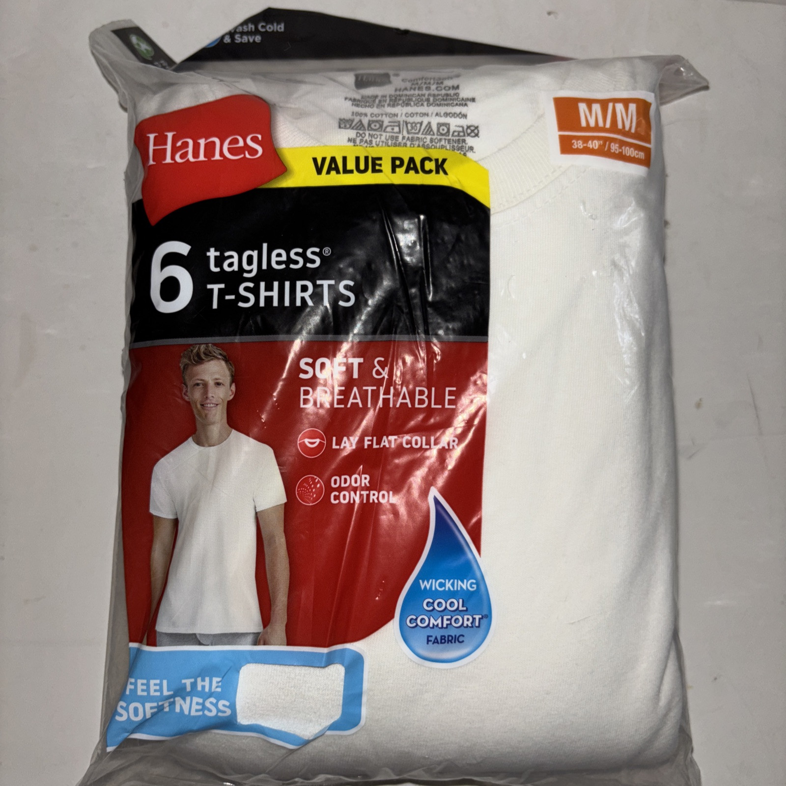 Hanes Men’s FreshIQ ComfortSoft Crewneck Undershirt – White (Pack of 6) (2135P6)