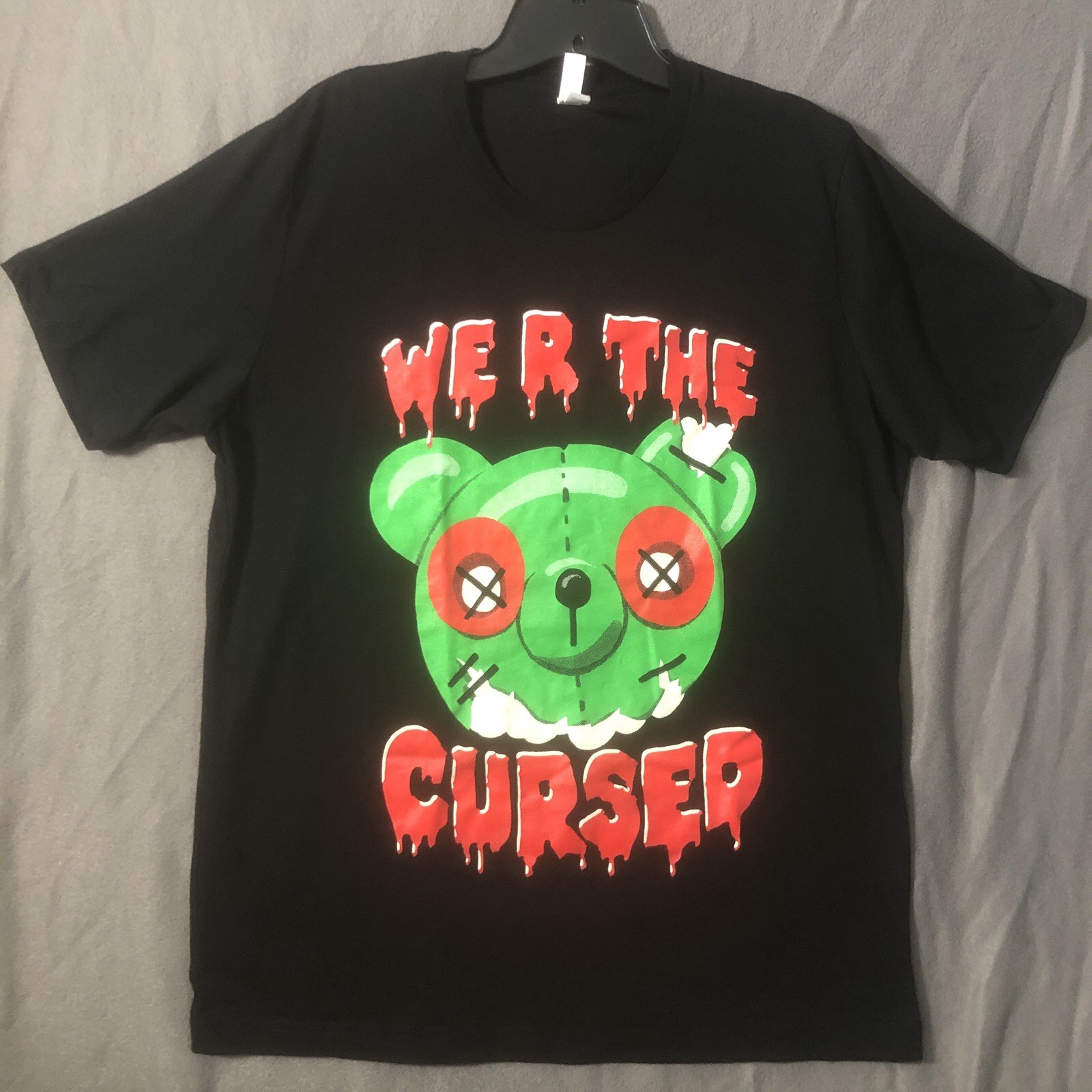 Zombie Teddy Bear Halloween Shirt Large Black Goth Short Sleeve Adult Unisex