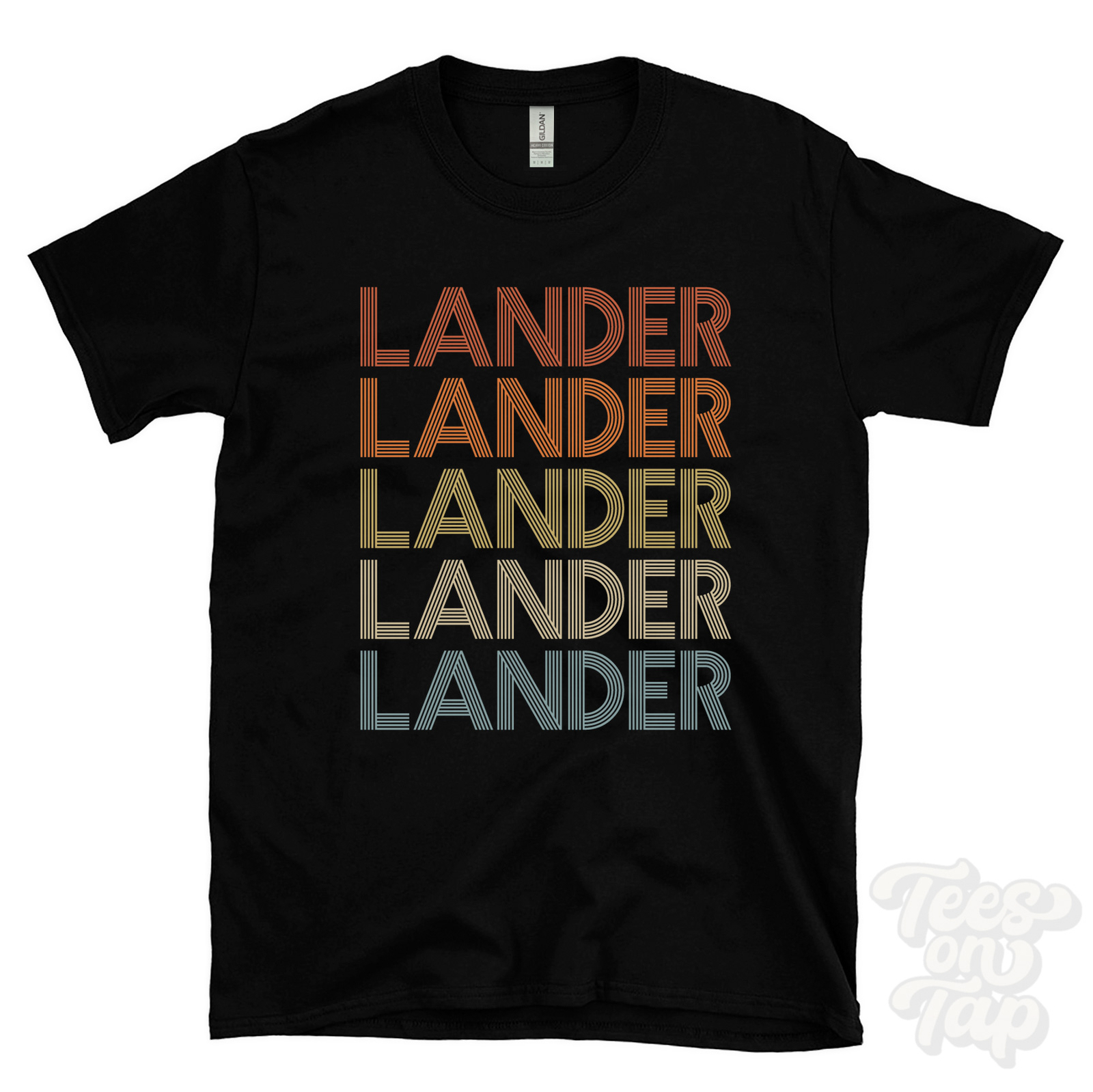 LANDER REPEATED RETRO STYLE T-SHIRT mens & womens novelty cool name gift