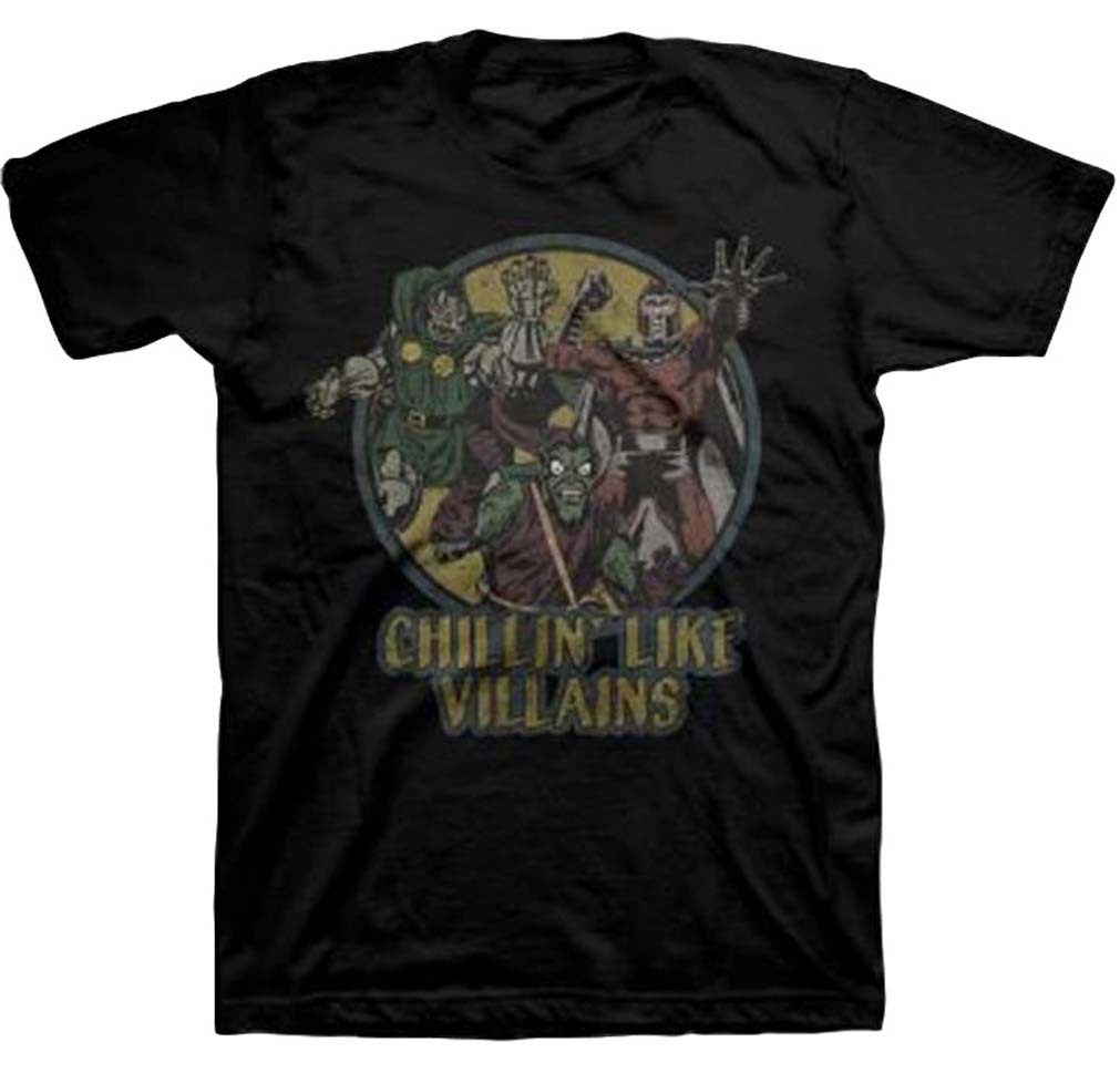 Marvel Men’s Chillin’ Like Villains Black T-Shirt New