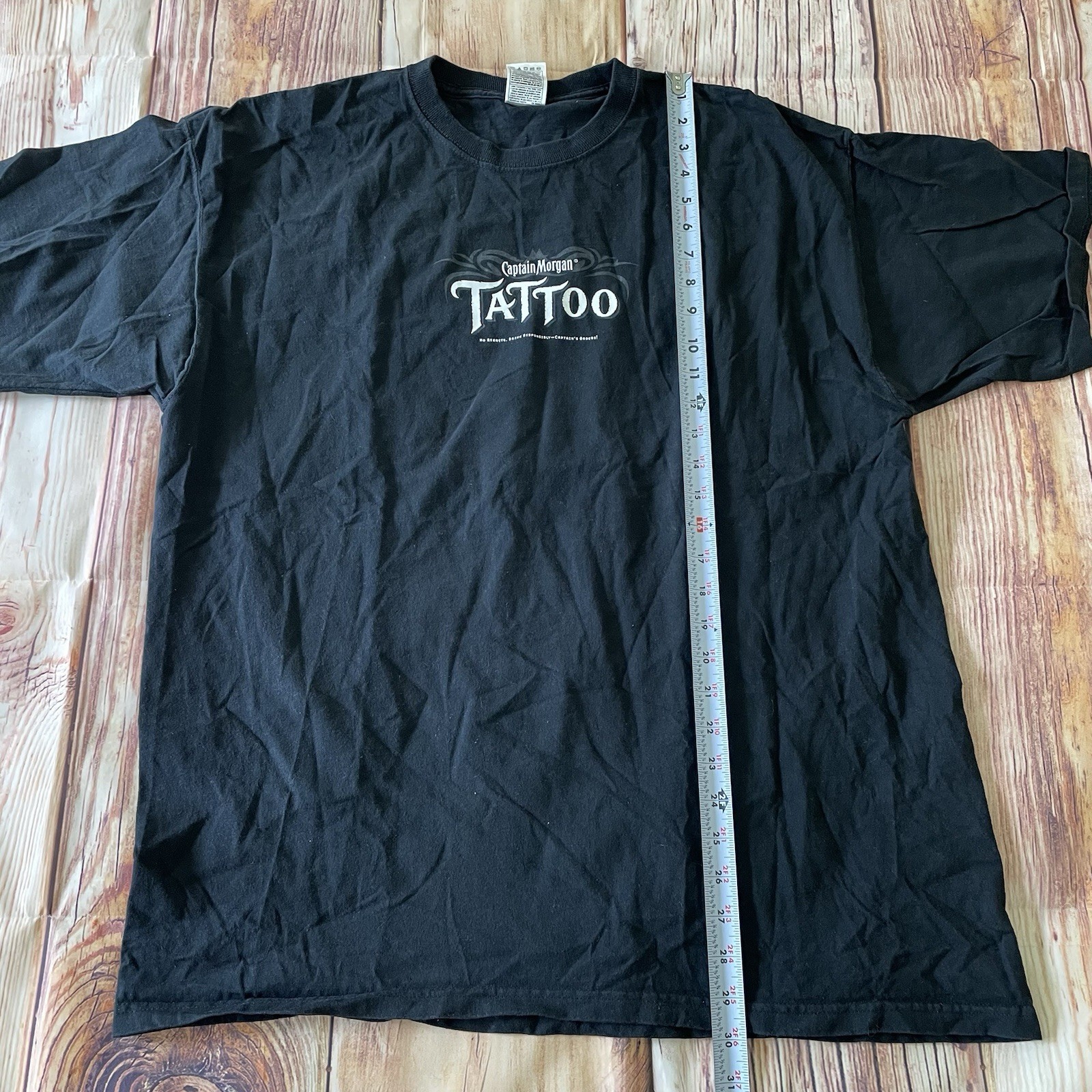 Captain Morgan tattoo Tshirt Men’s XL Black Graphic Alcohol Rum Tee