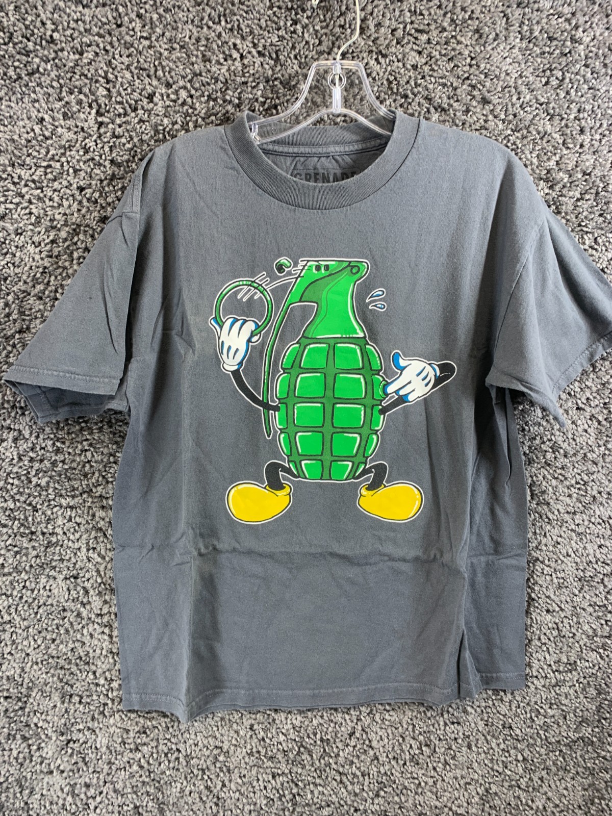 Grenade T-Shirt Men Large Gray Short Sleeve Graphic Print Crew Neck Pullover Tee