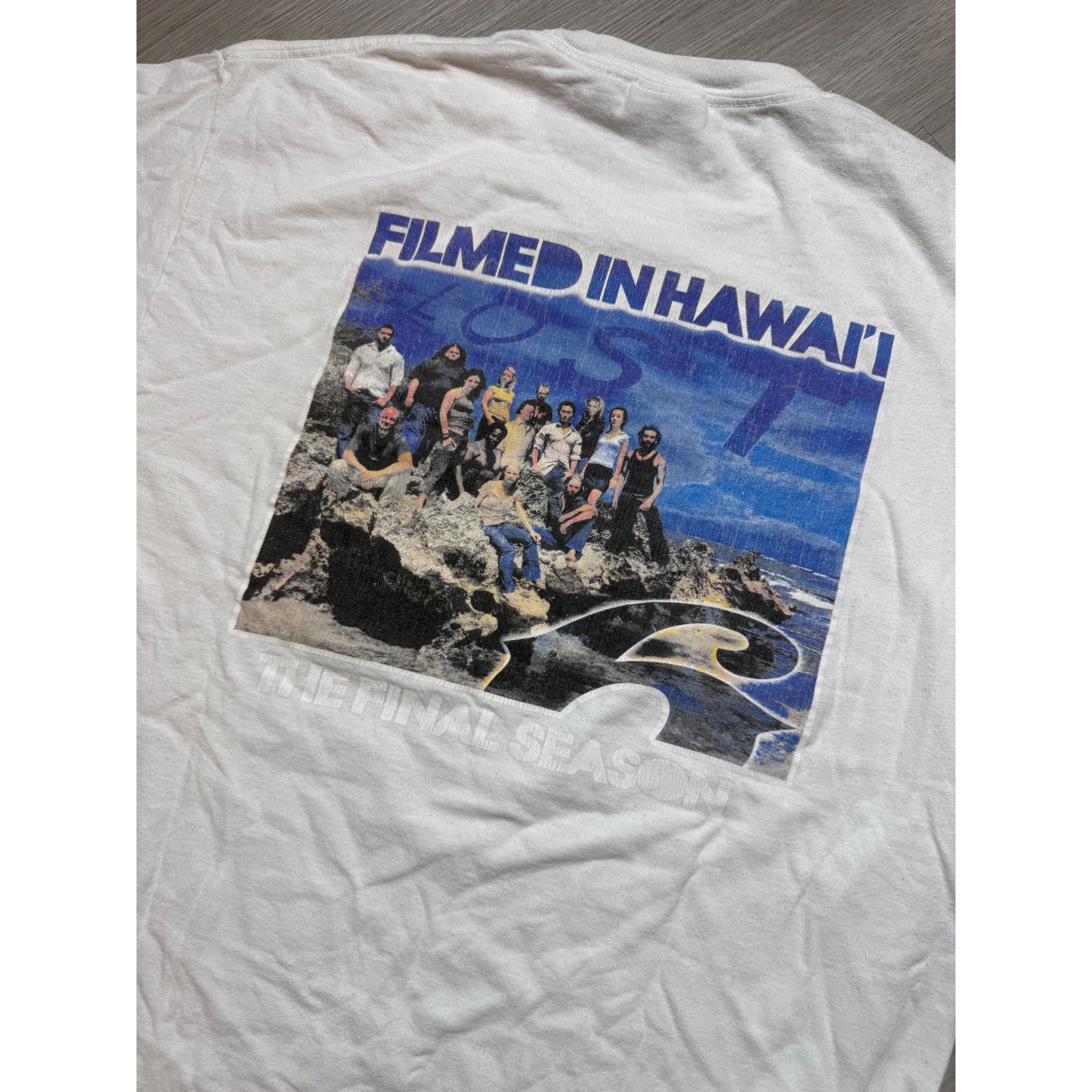 Lost TV Show Film Crew Shirt Hanes Heavyweight White Final Season Hawaii Large