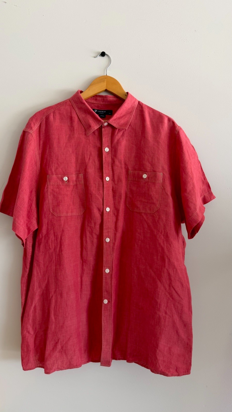 Cremieux Mens 100% Linen Long Sleeve Button Up Shirt Size XXL Red Collared Soft
