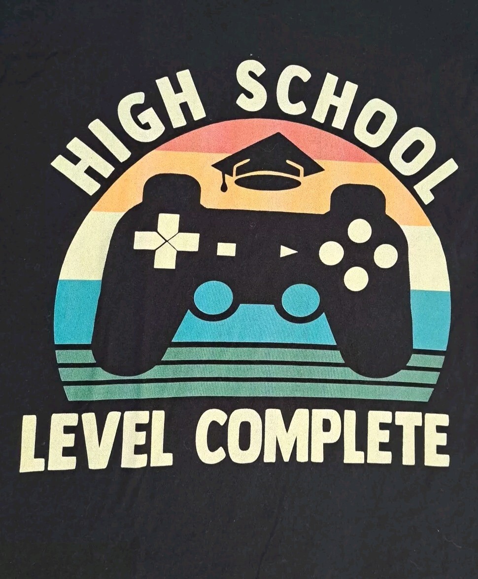 Port & Company T-Shirt Unisex Size XL Black High School Complete Graphic Print