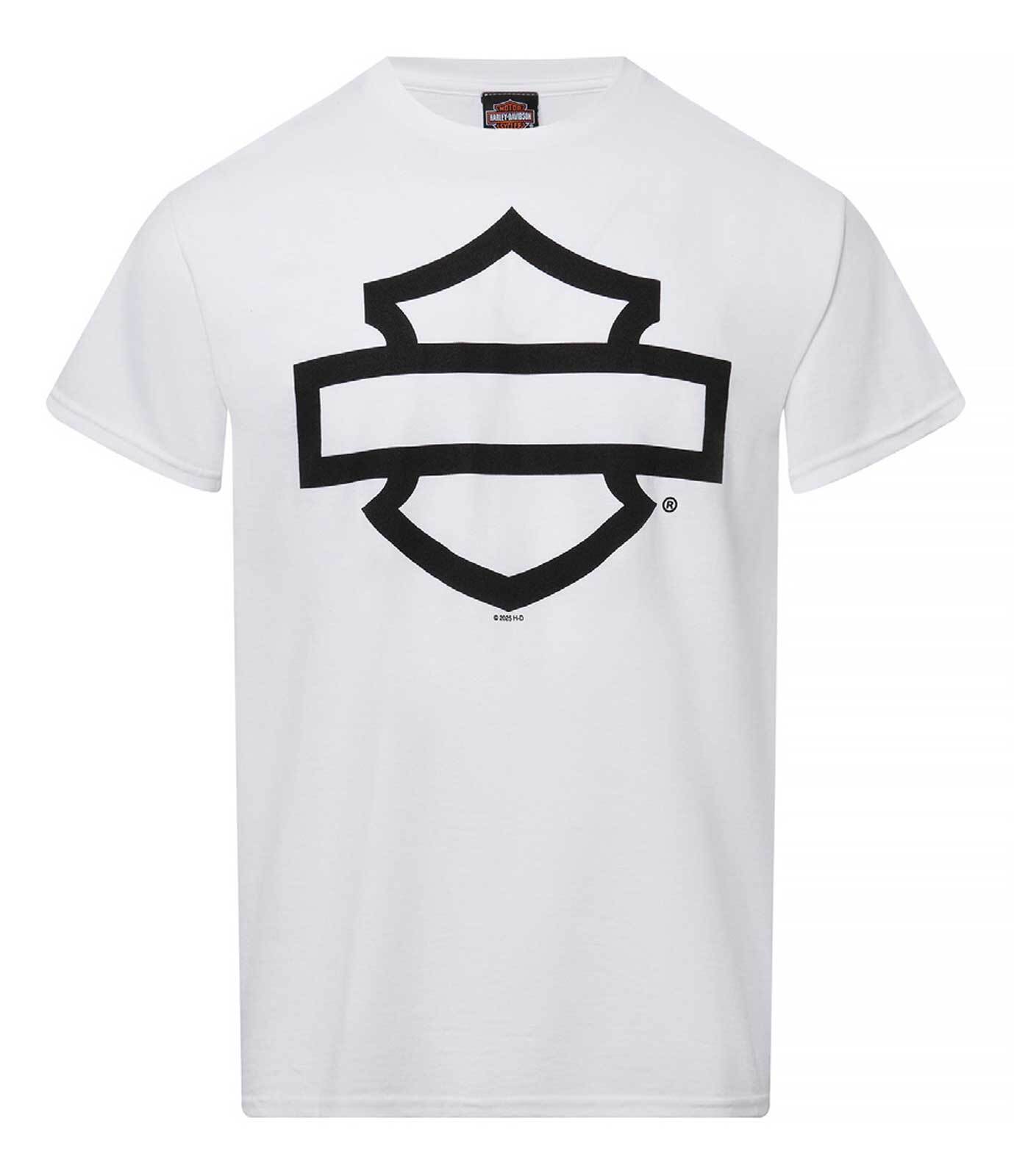Harley-Davidson Men’s Open Bar & Shield On White Short Sleeve Crew-Neck T-Shirt