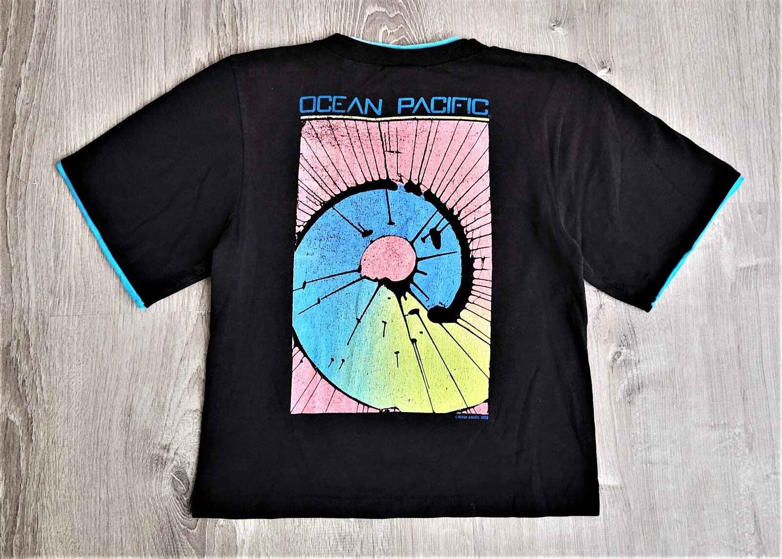 Vintage 80s Ocean Pacific T Shirt Vtg 1989 Psychedelic Surf Skate OP Tee USA S