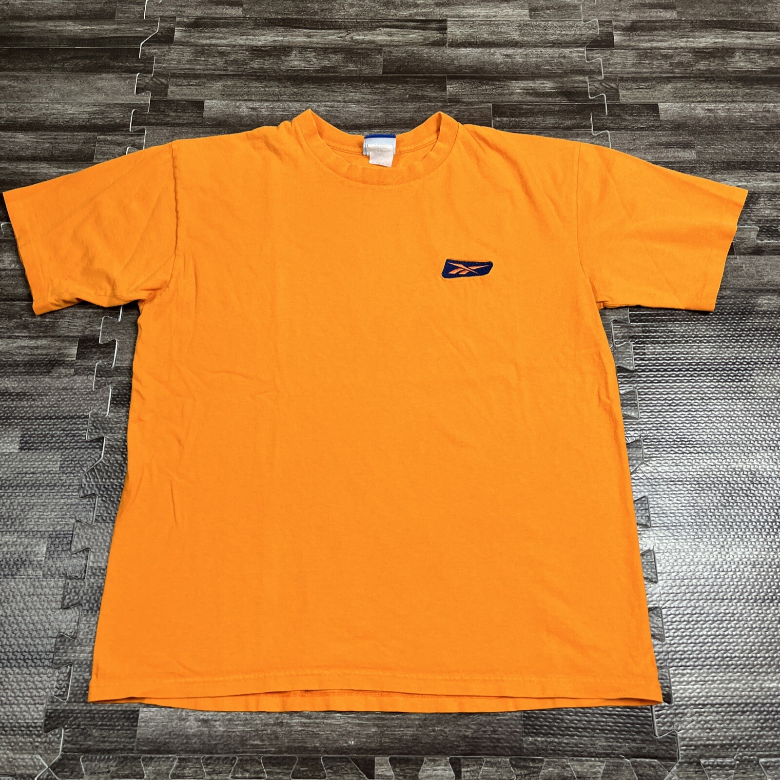 Vintage 90s Reebok Tshirt Orange Large USA Made Essential Sports Casual