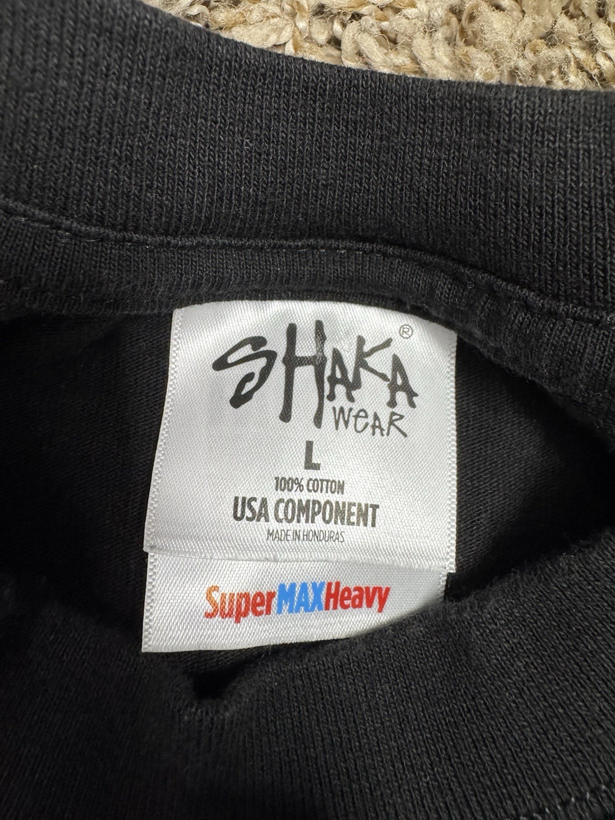 Shaka Wear 7.5 oz Max Heavyweight Short Sleeve T-Shirt Black Crewneck Size L