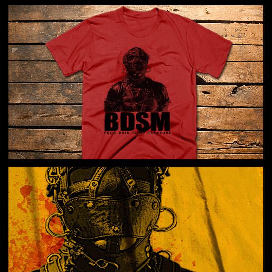 BDSM T-Shirt Gimp in Bondage chains dominatrix femdom Sensory Deprivation tee
