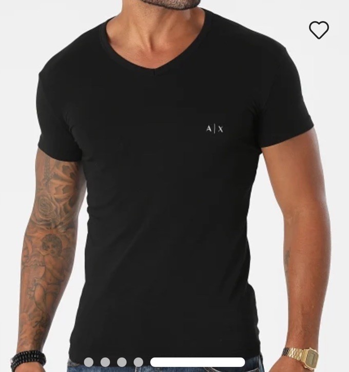 Designer Armani Exchange A/X Cotton V-neck T-shirts 2 Pack Black Grey Medium $45
