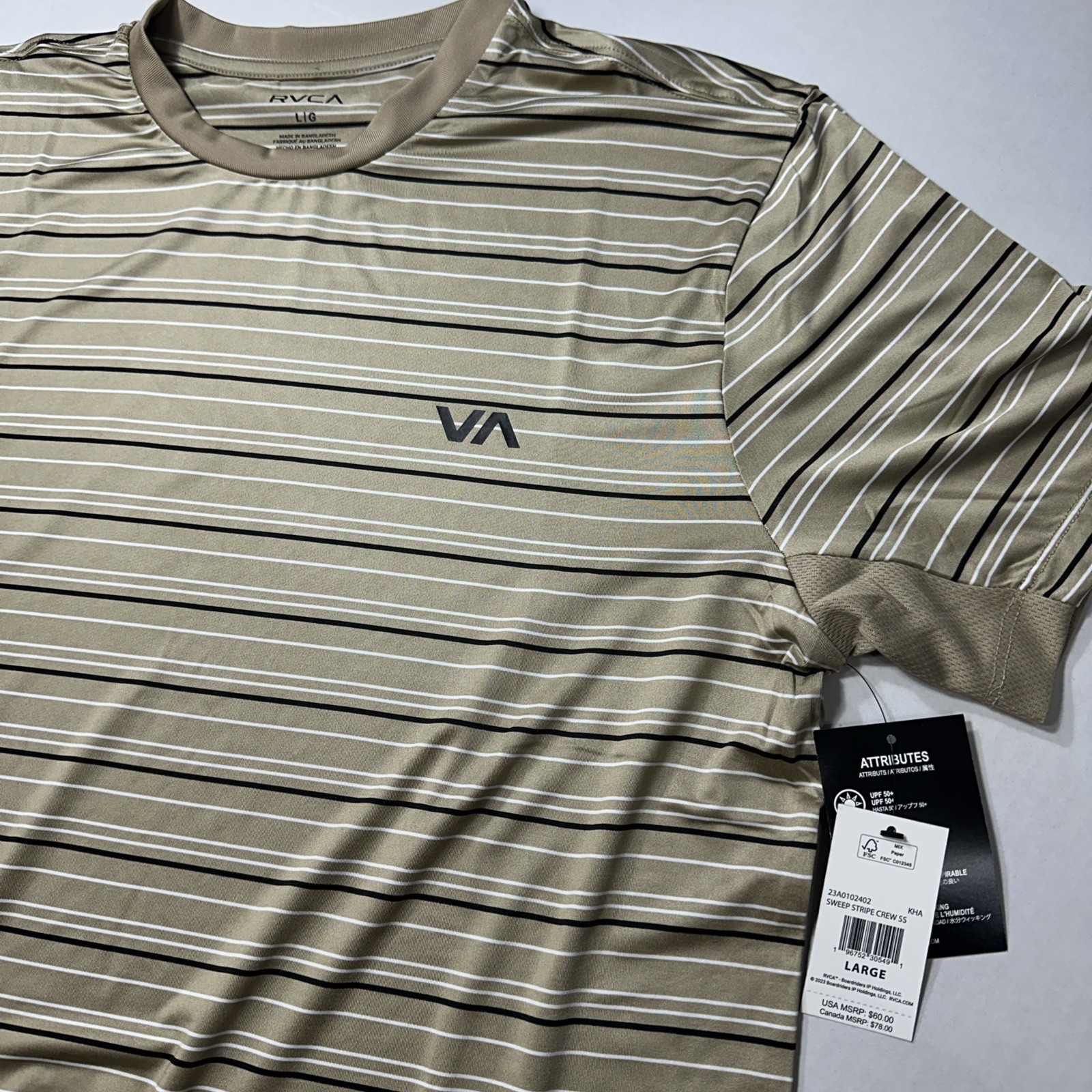 RVCA Mens Sport Active Gym Moisture Wicking Tee Street Style Size Large NWT