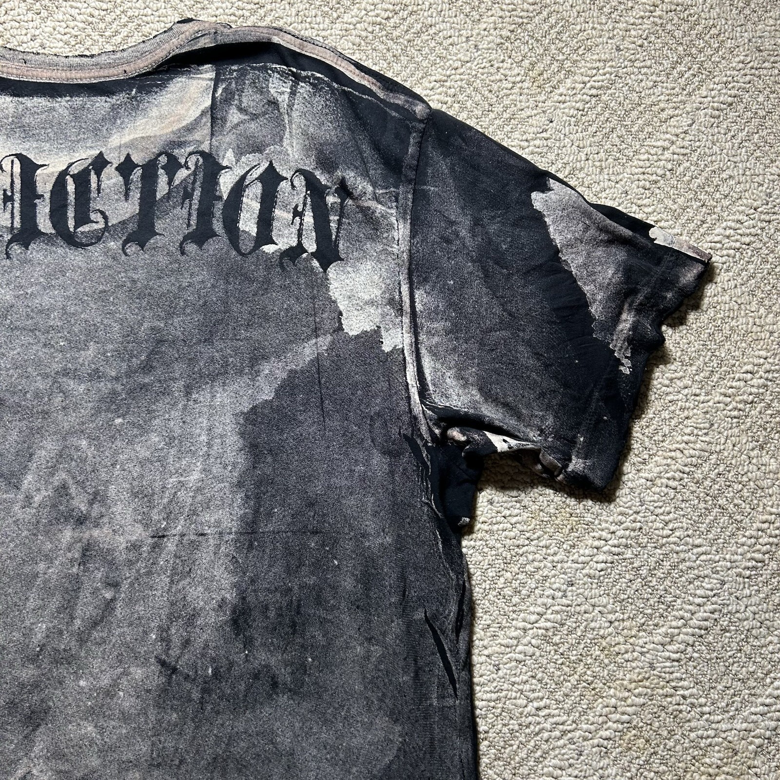 Rare Vtg Affliction Puppet Master God Vs Devil Demon Shirt 2XL Y2K AOP