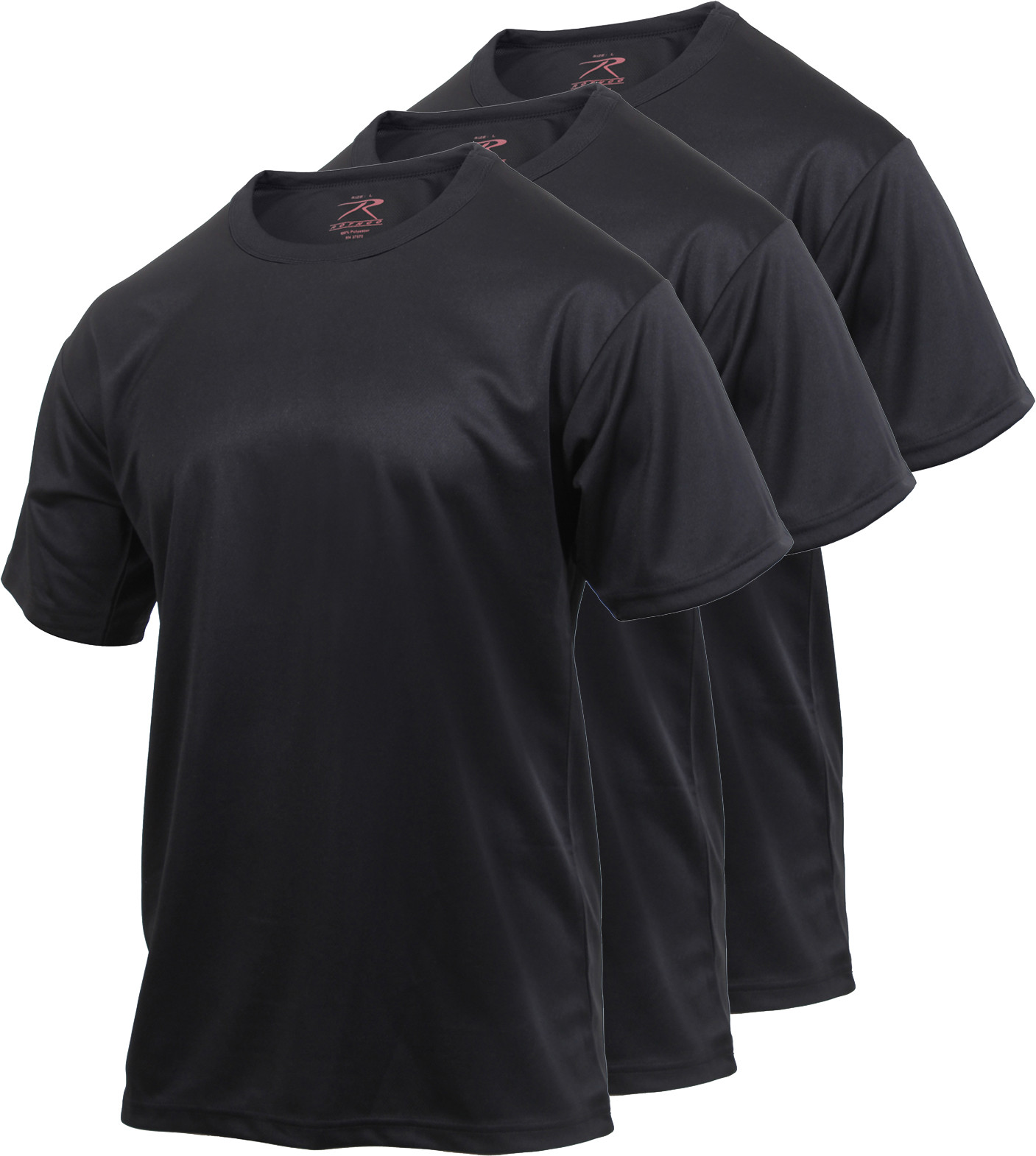 Black Quick Dry Moisture Wicking T-Shirts Tactical Performance Tees 3-PACK
