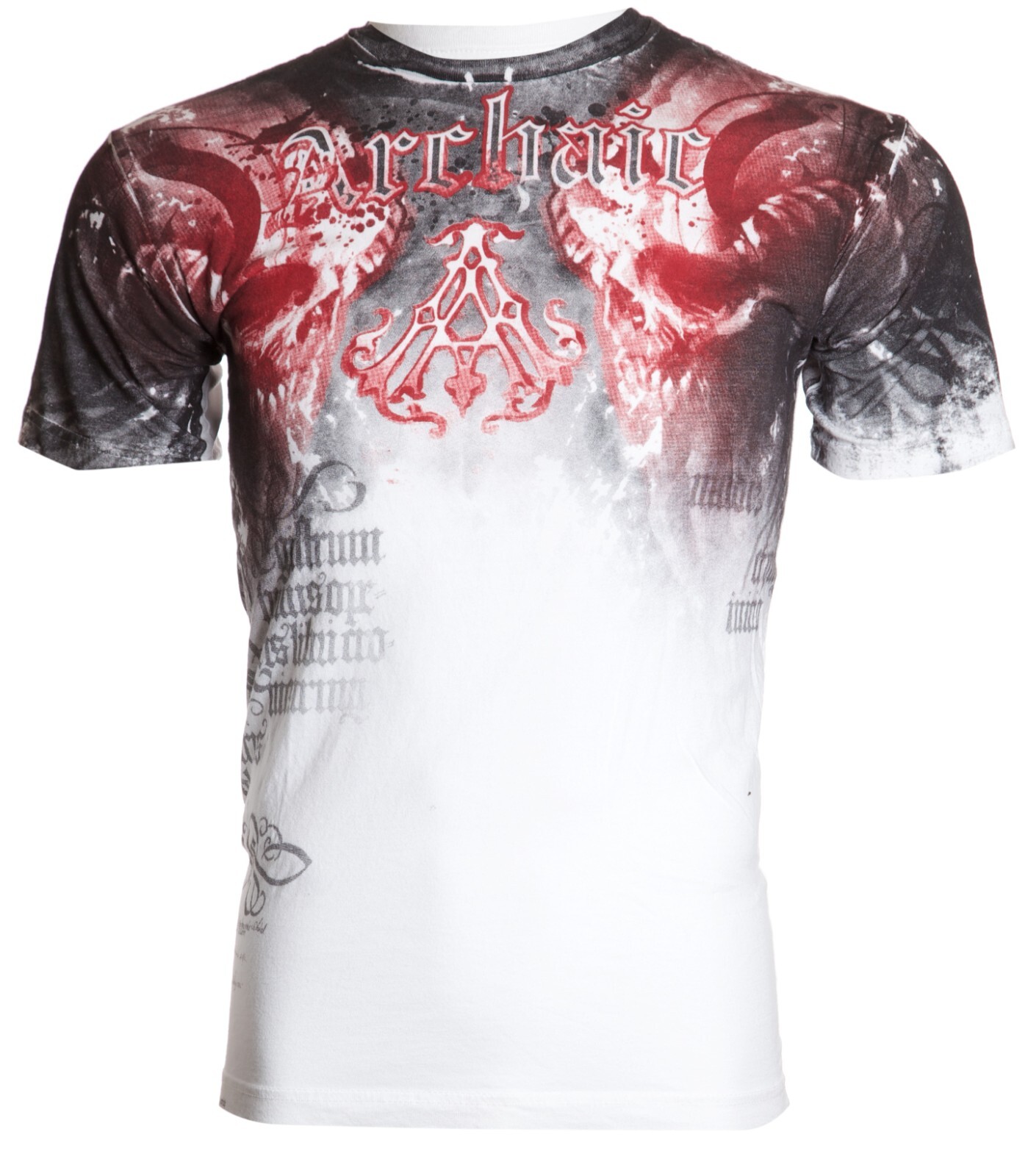 ARCHAIC by AFFLICTION White Red NIGHTWATCHER Short Sleeve Slim Fit Y2K T-shirt