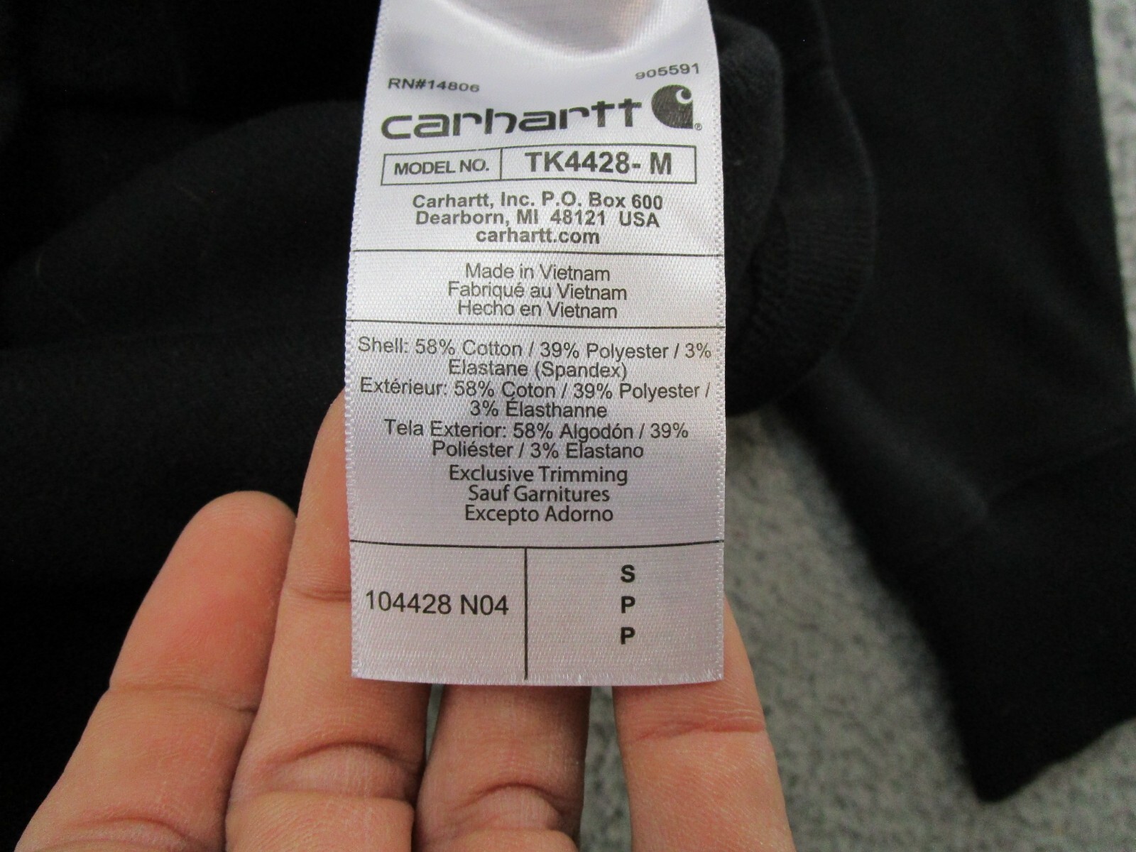Carhartt Heavyweight Half-Zip Long Sleeve Thermal Shirt Men’s S Relaxed Black
