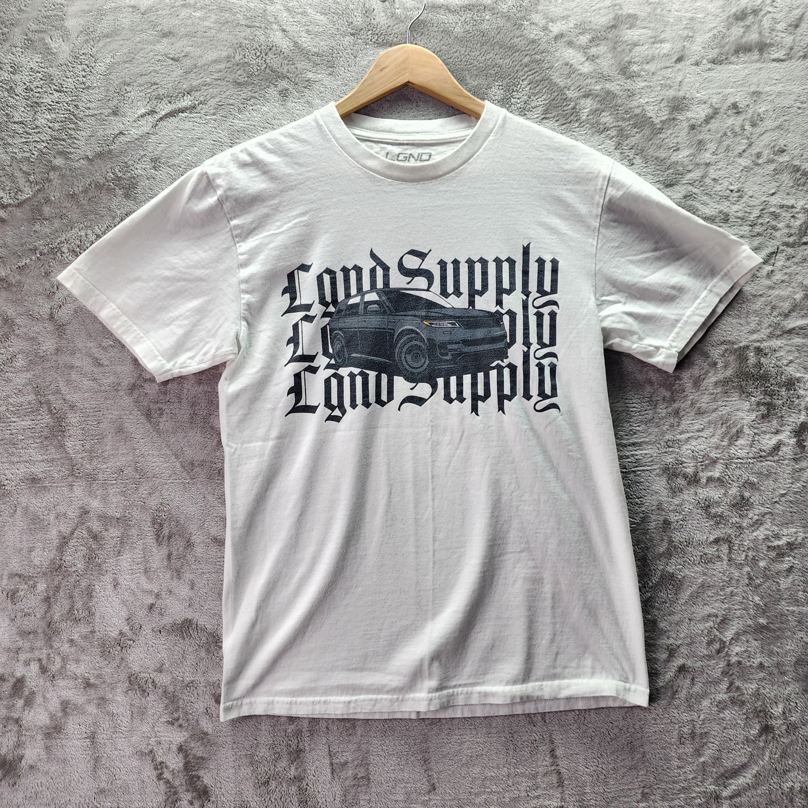 LGND Supply Co Graphic T Shirt Mens Medium White Streetwear Car SUV Print