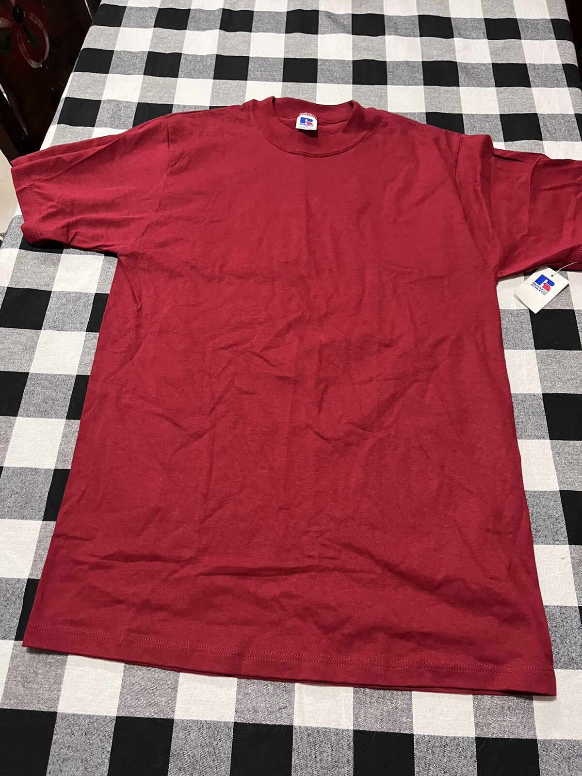 Russell Athletic Maroon Blank T-Shirt Size M USA Made Burgundy Nwt New