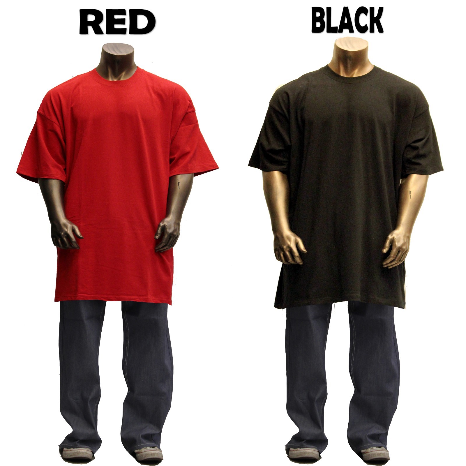 Big and Tall TEE Men Heavy Weight Plain S/S T-shirts Crew Neck Solid 2 pack