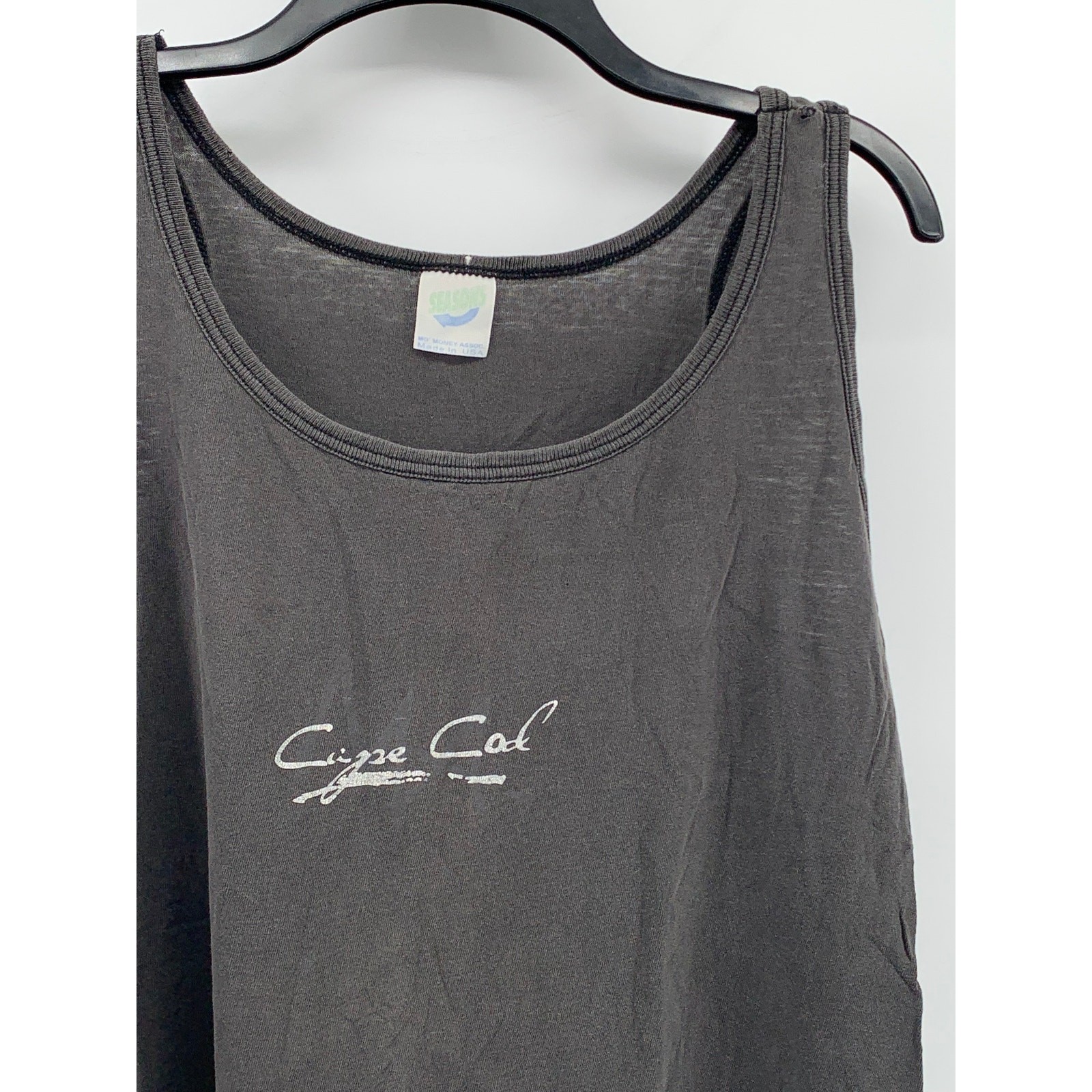 SEASONS Men’s Gray Distressed Cape Cod Logo Scoop-Neck Pullover Tank SZ M