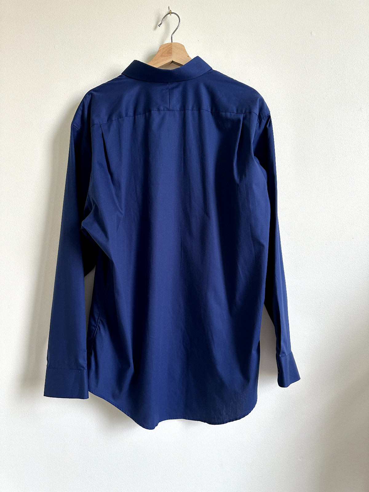 Nordstrom Mens cotton non iron trim fit short sleeve shirt in navy 17.5 34-35