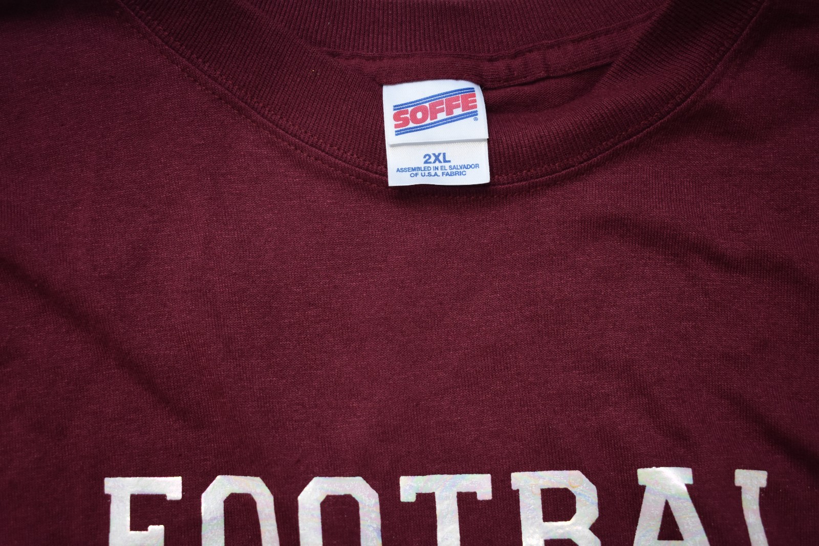 Football Mom T-Shirt 2XL MAROON BURGANDY SPARKLE SOFFE