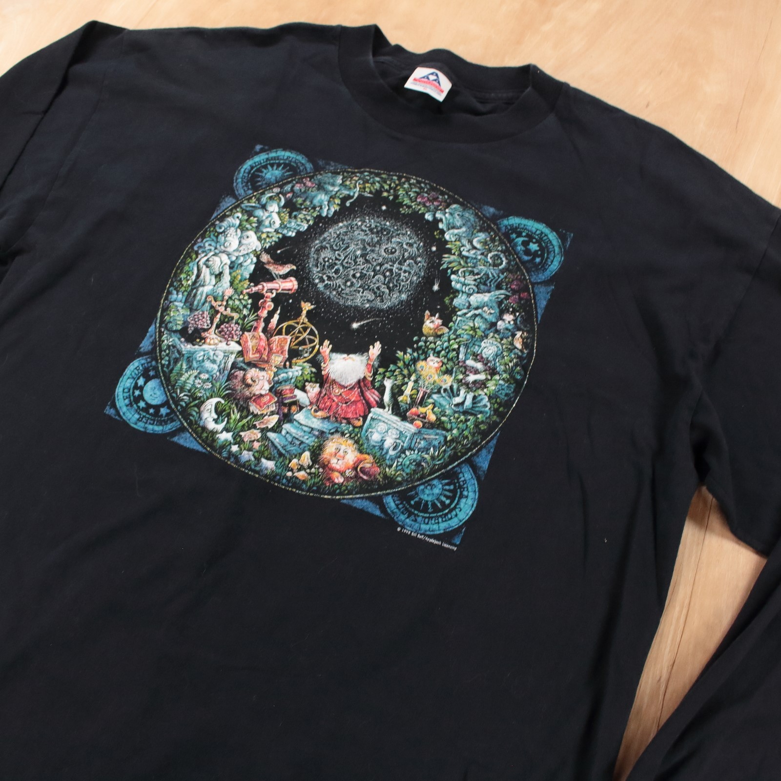 Humanitees Bill Bell 1998 fantasy wizard astrology t-shirt XL vtg 90s art tee
