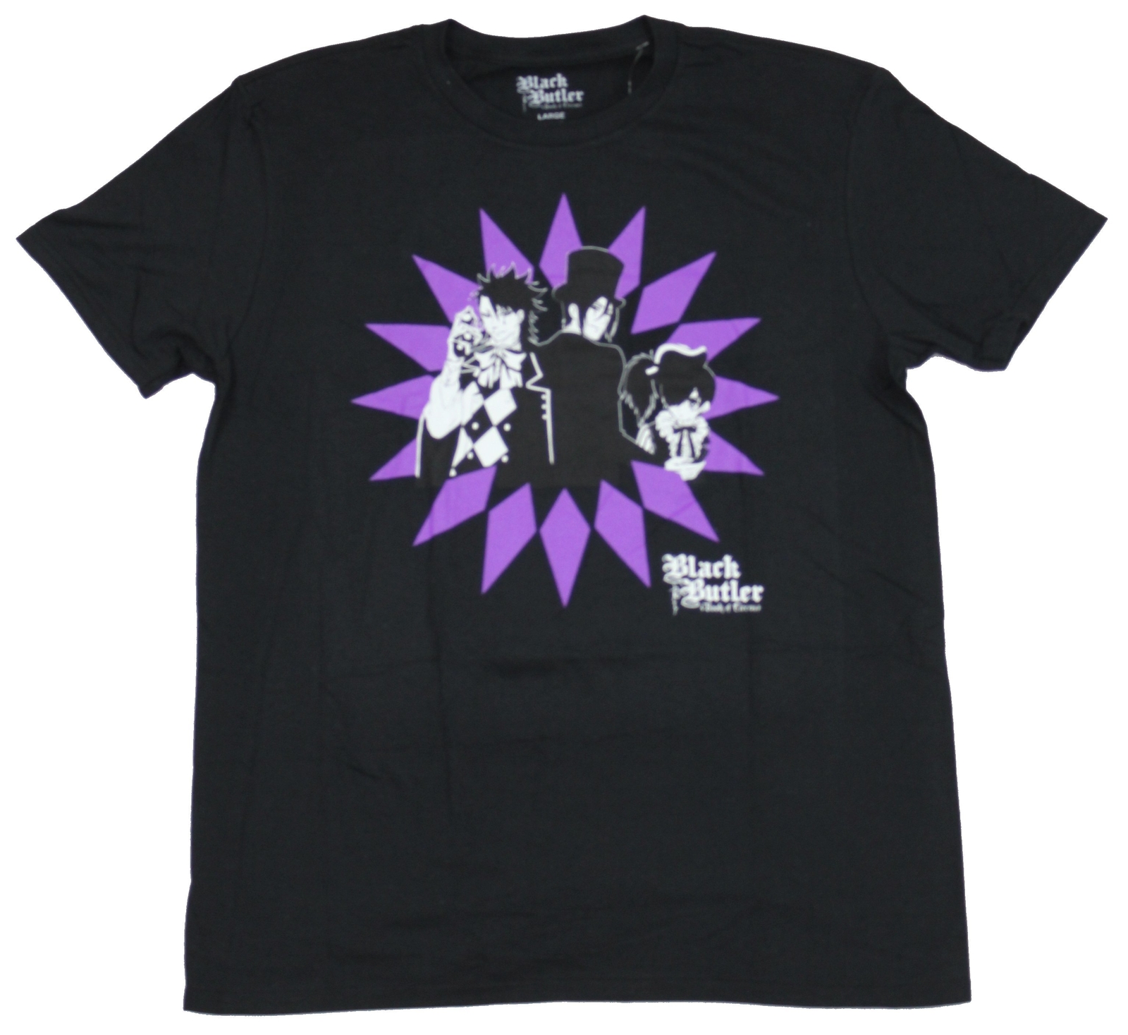 Black Butler Mens T-Shirt – Characters over Purple Star Design