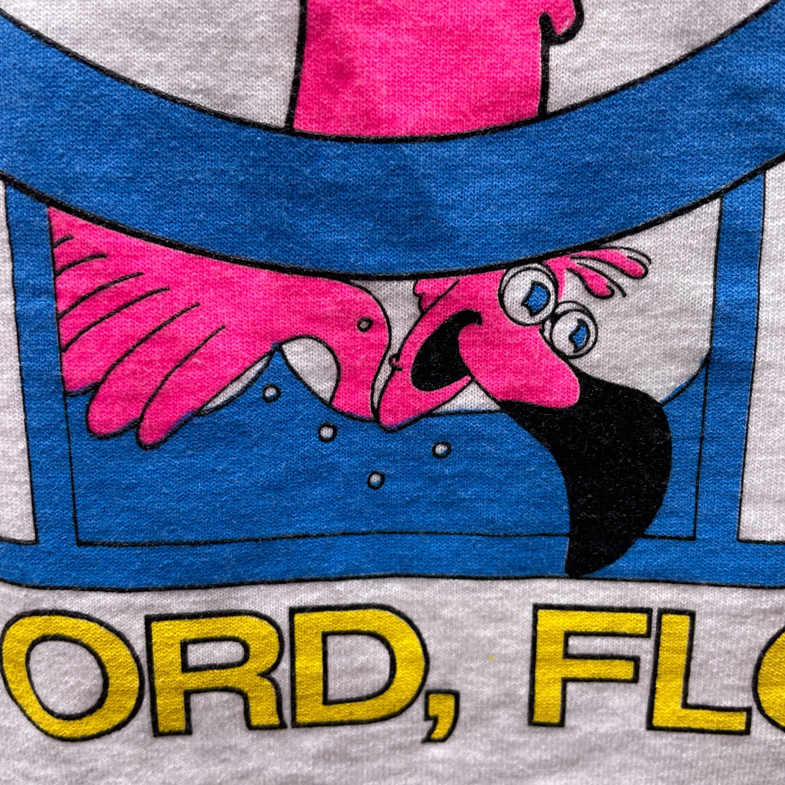 Vtg Flamingo Sanford Florida Graphic Mens M T Shirt Bright Pink Golden Age Games