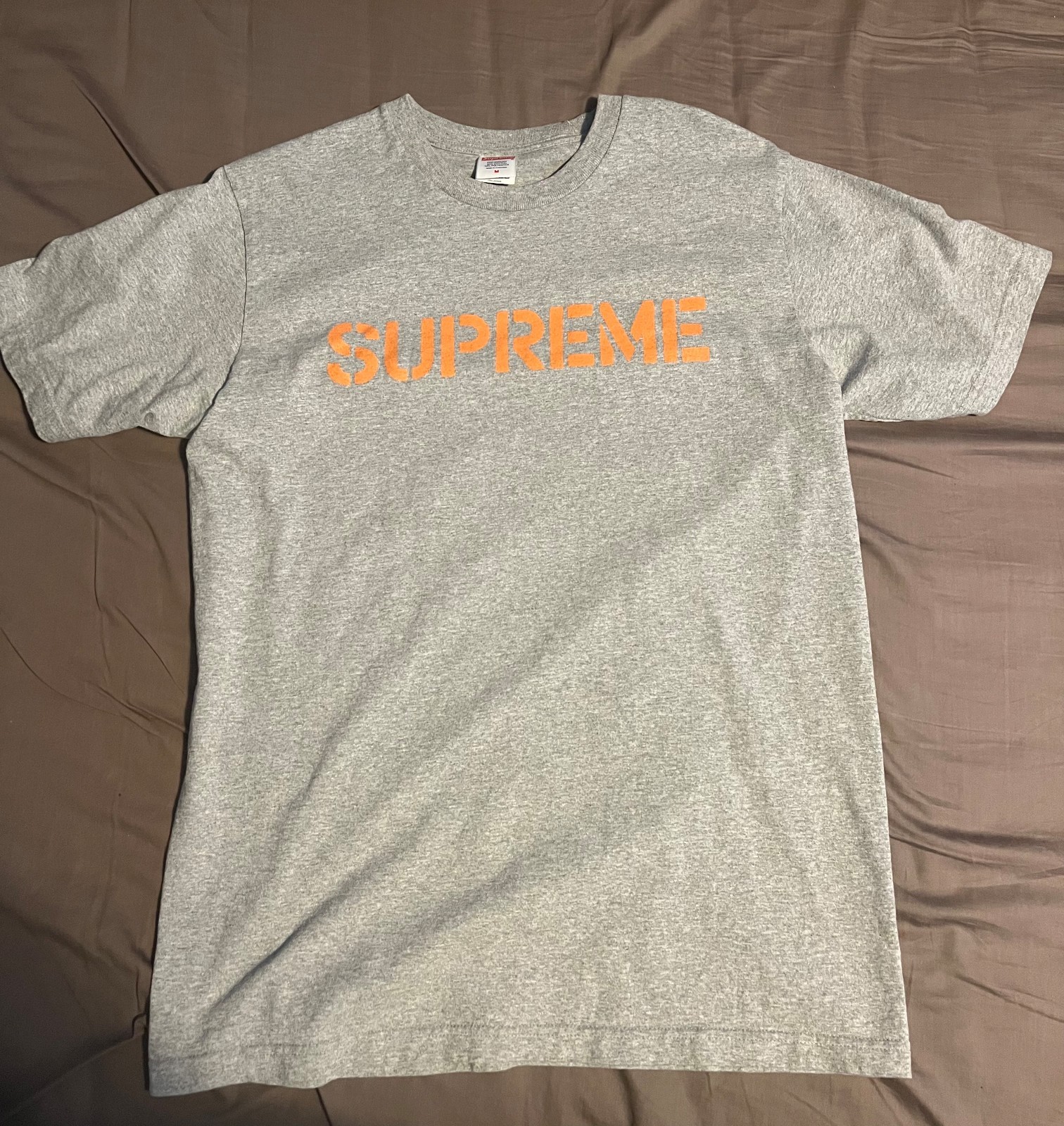 Supreme SS26 “It’s Just Hard” Graphic Tee Heather Grey Orange Sz M Authentic