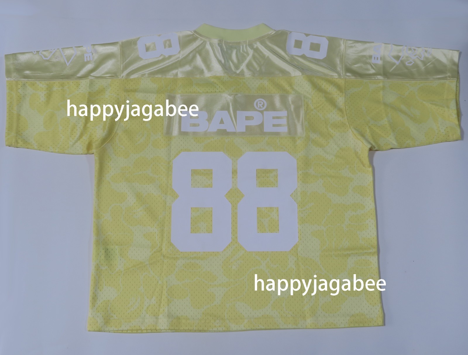 A BATHING APE Men’s SOLID CAMO MULTI LOGO RELAXED FIT FOOTBALL JERSEY TEE rz
