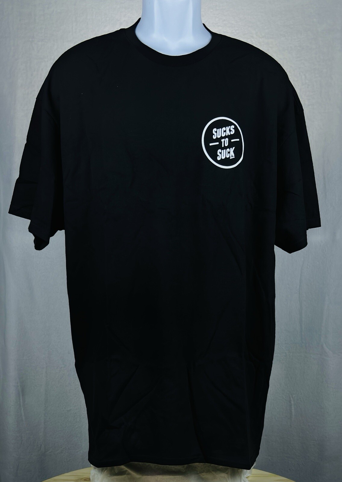 Men’s CLSC Graphic Print Logo Front ,Back Sucks To Suck T shirt Black Size XXL