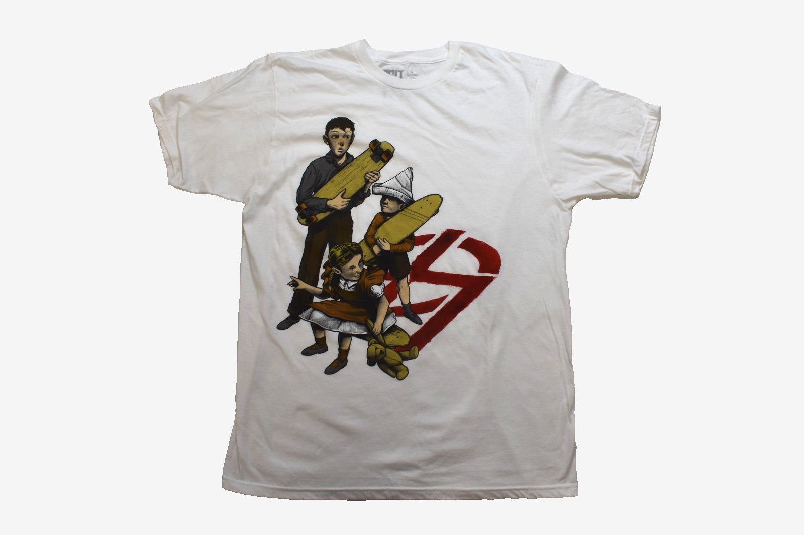 Omit Streetwear Mens War Bound Retro Skater Kids White Shirt New Large