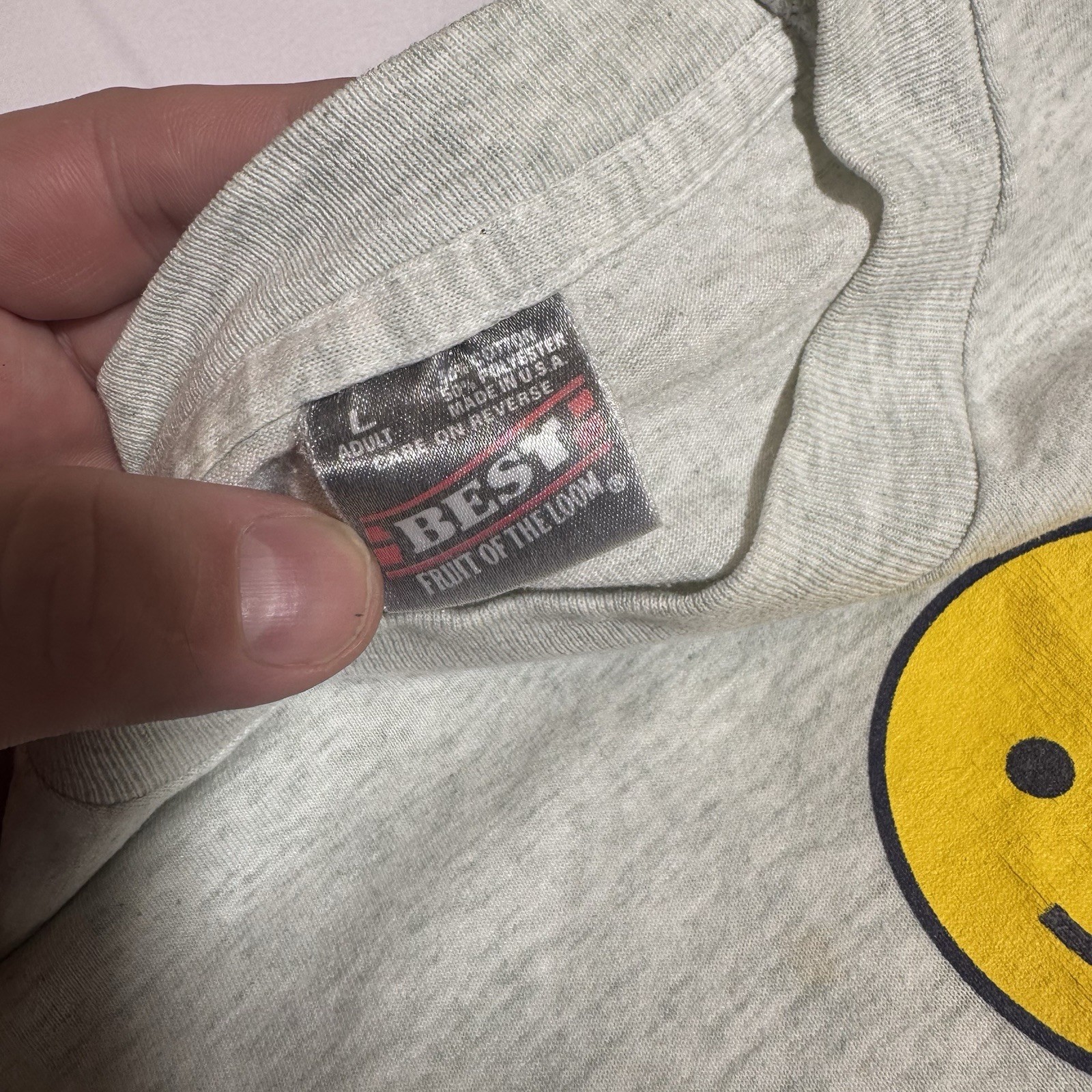 Best Tag VTG Graphic TEE, 50/50, USA, Smiley, Gray, Male/Female, Large