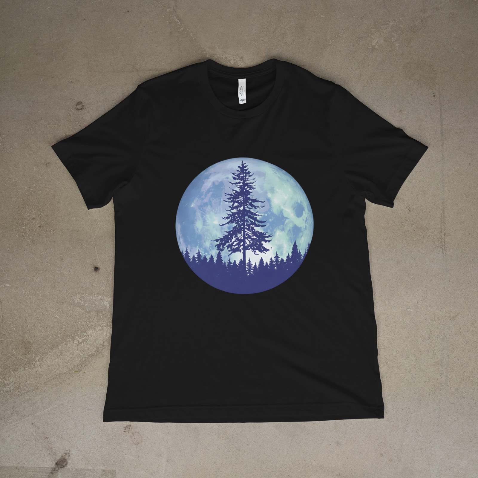 Moon Forest Pine Tree Shirt, Night Sky Nature Graphic Tee, Unisex