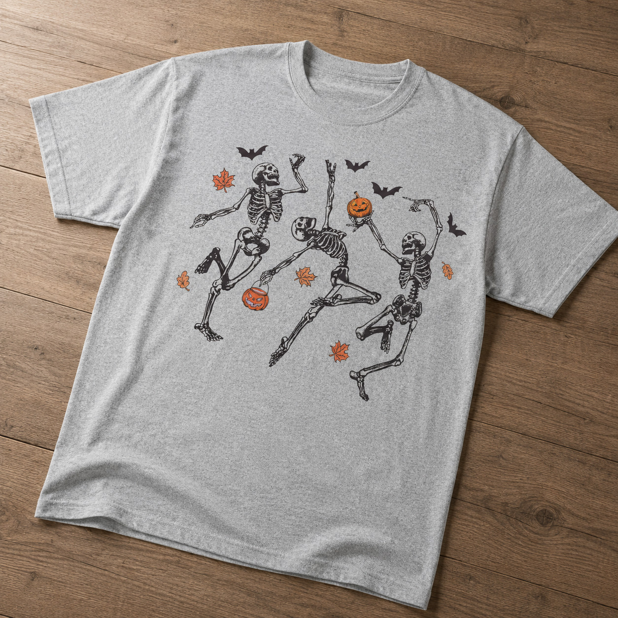 Dancing Skeleton Halloween T Shirt Pumpkin Trick or Treat Unisex Graphic Tee