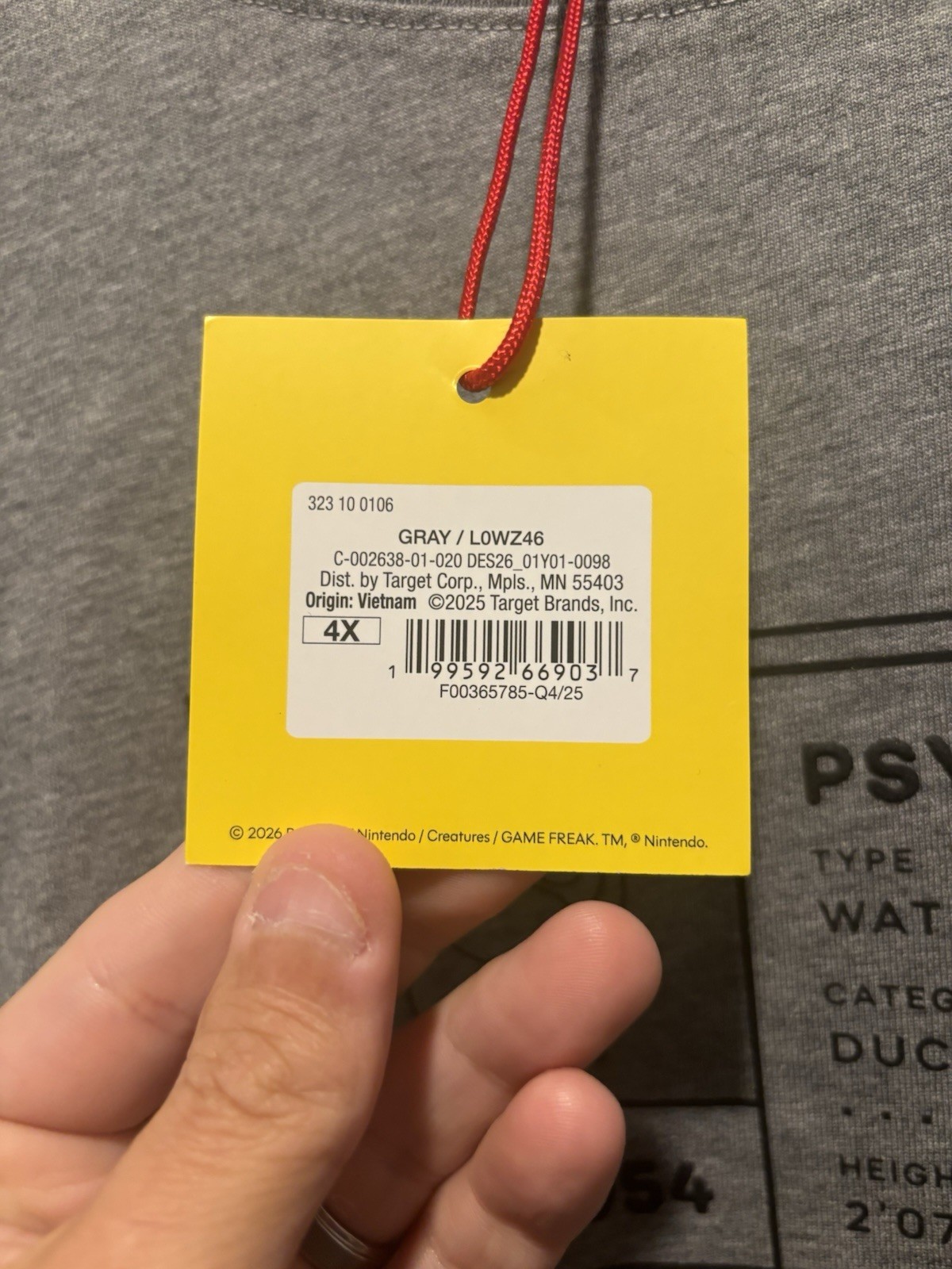 Pokémon x Target Psyduck Men’s Gray Graphic – 4X Limited Edition IN HAND