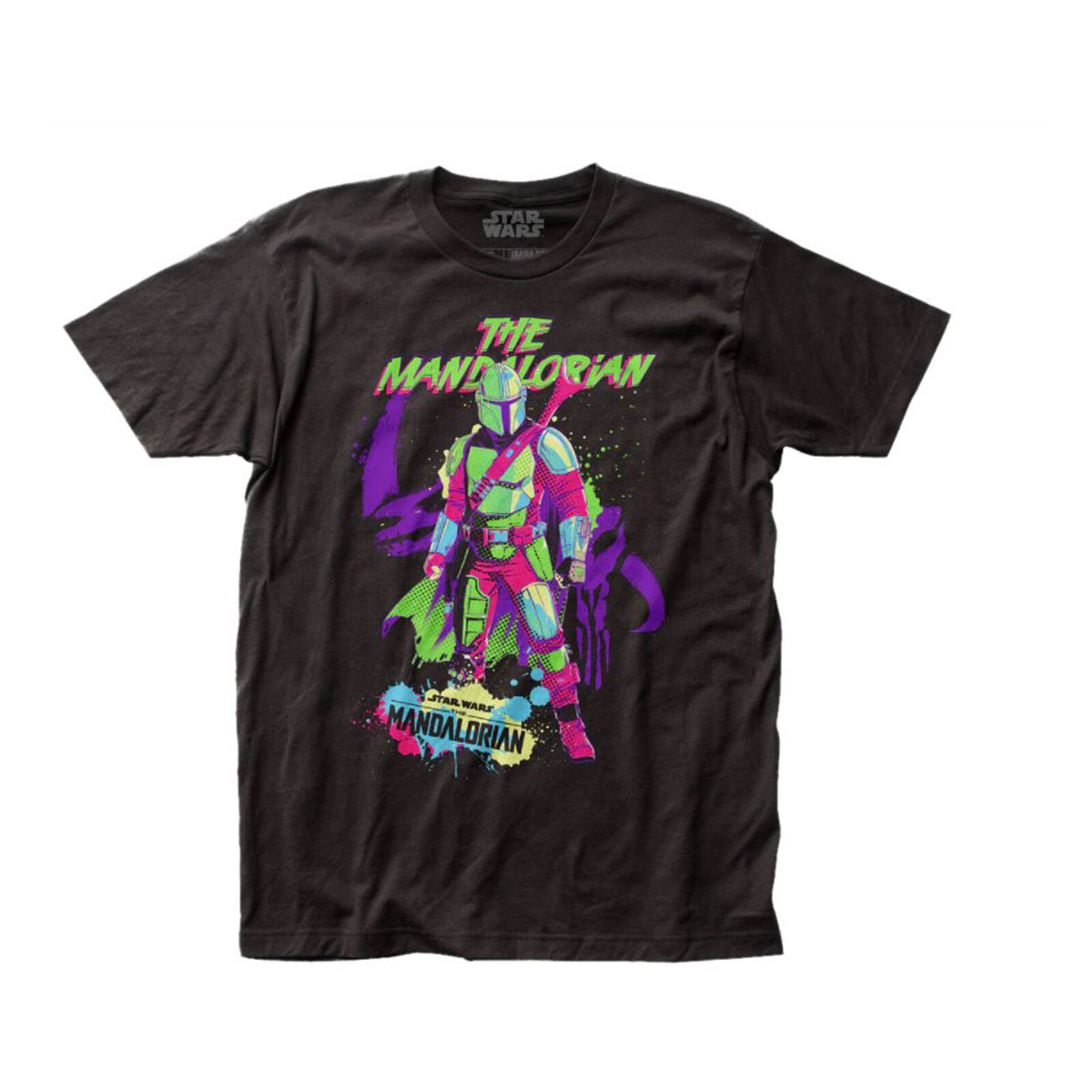 Impact Merchandising Star Wars Mandalorian Neon Retro Black T-Shirt NEW