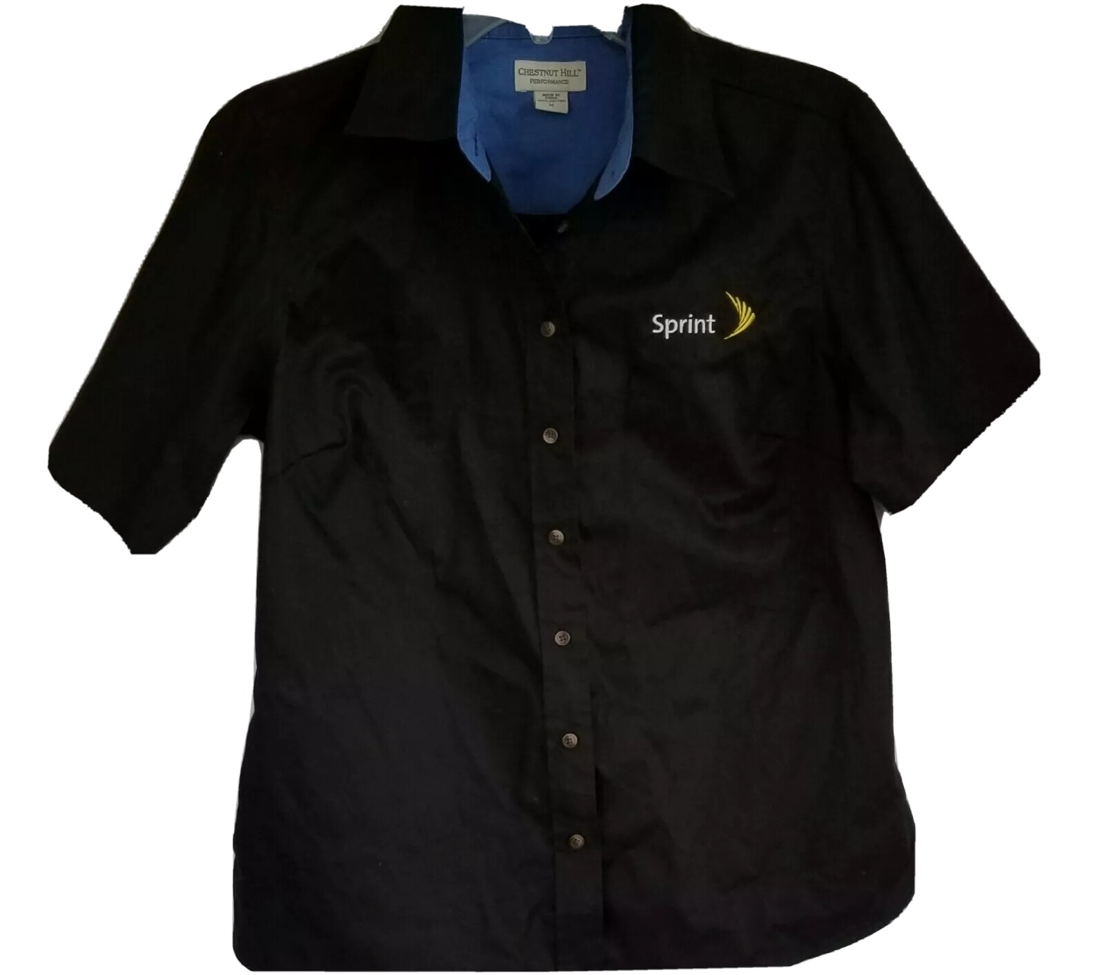 SPRINT Black Button Collar Long Sleeve Shirt New Size M