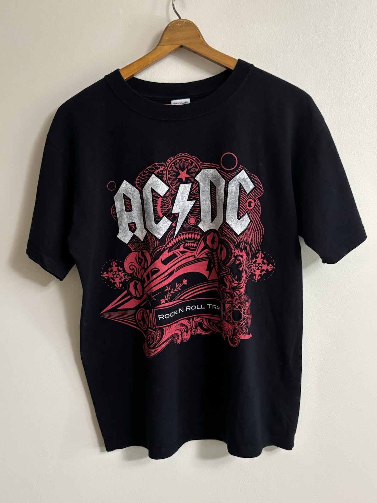 AC/DC Rock N Roll Train 08/09 Black Graphic Shirt Men’s Medium Short Sleeve