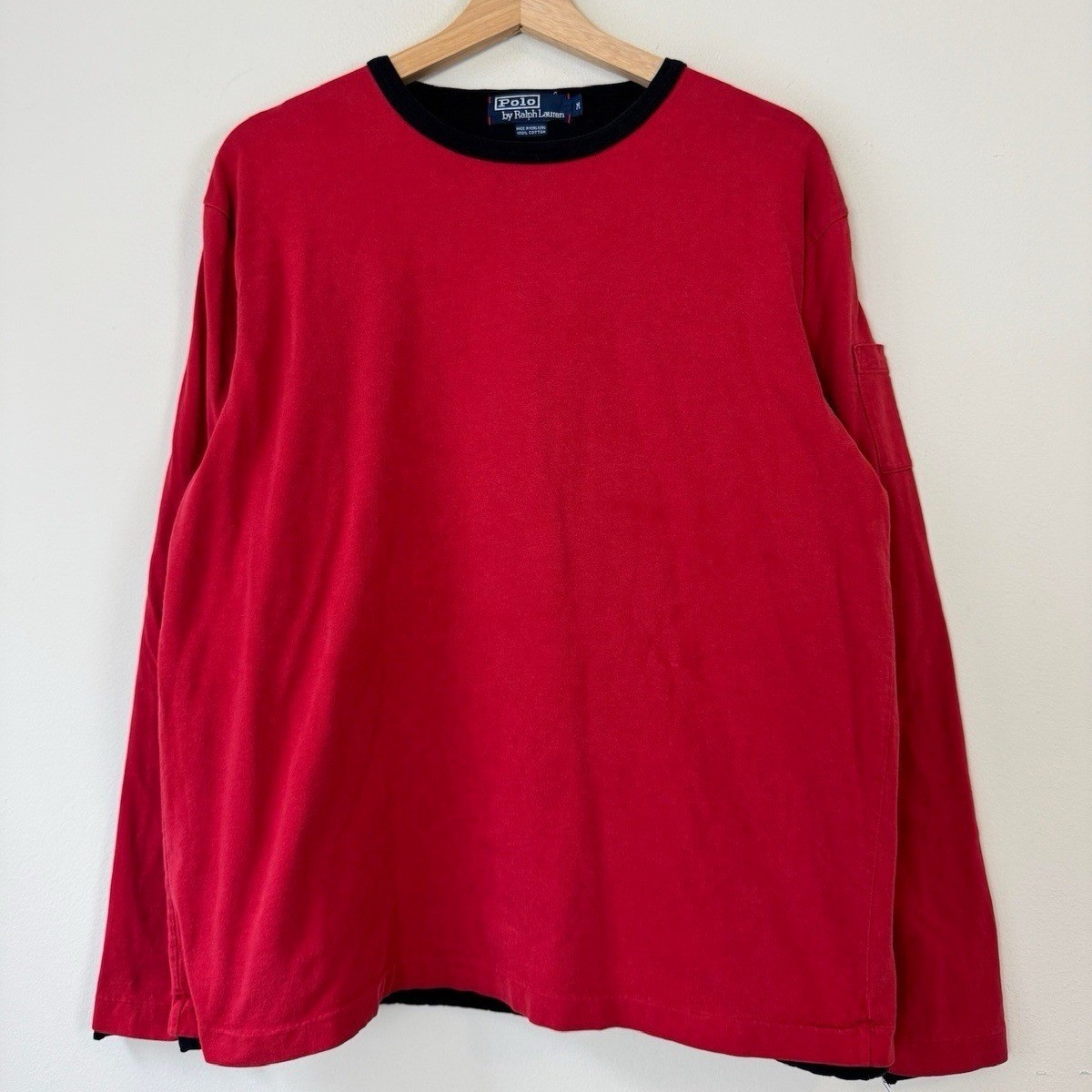 Vintage 90s Polo Ralph Lauren Reversible Single Stitch Red Long Sleeve Tee Shirt