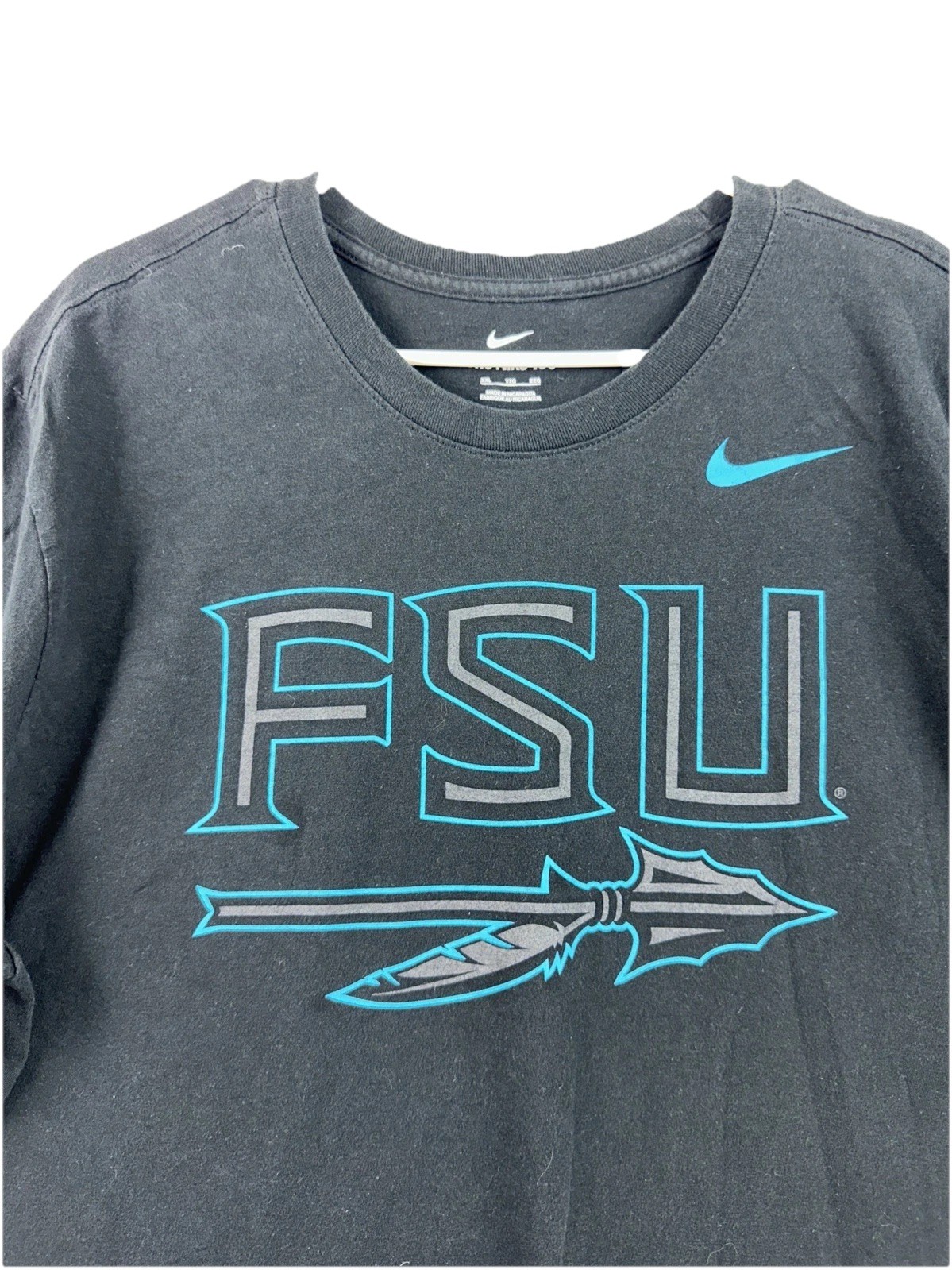 Nike x FSU Florida State Noles Men’s 2XL Black Turquoise 100% Cotton T-shirt