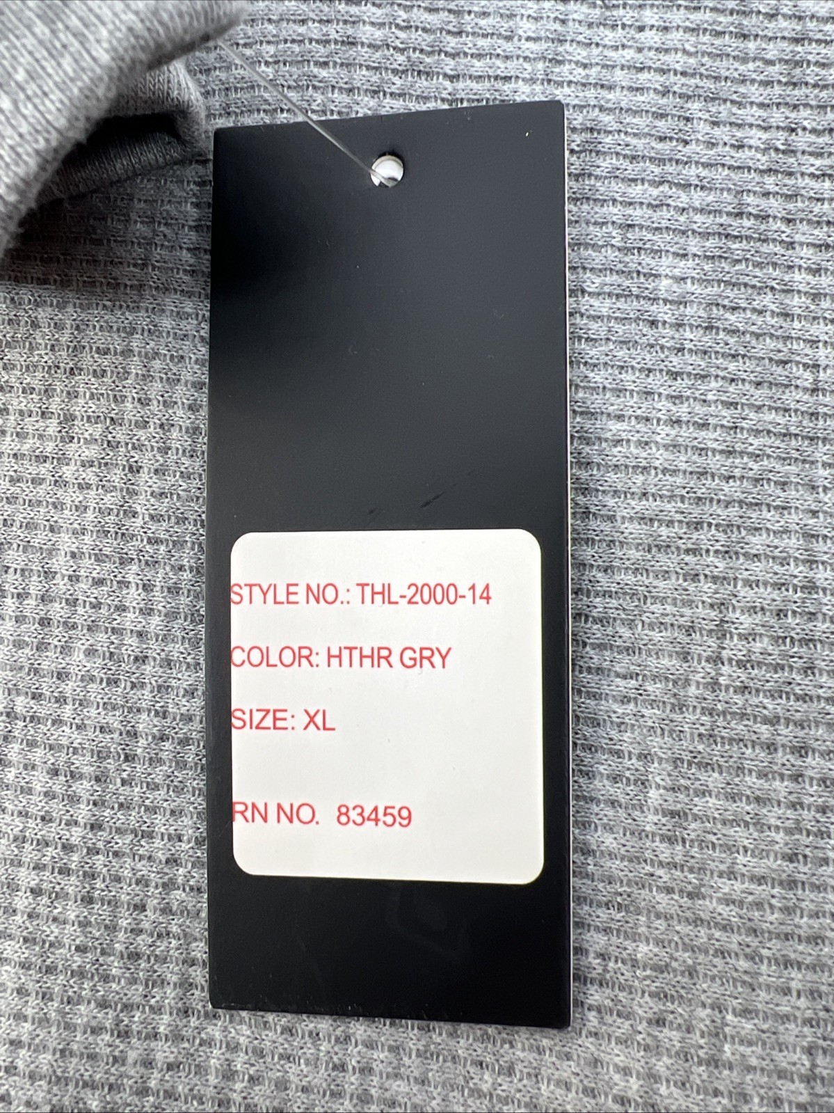 NWT Linea Uomo Gray Waffle Knit Thermal Crew Neck Size XL