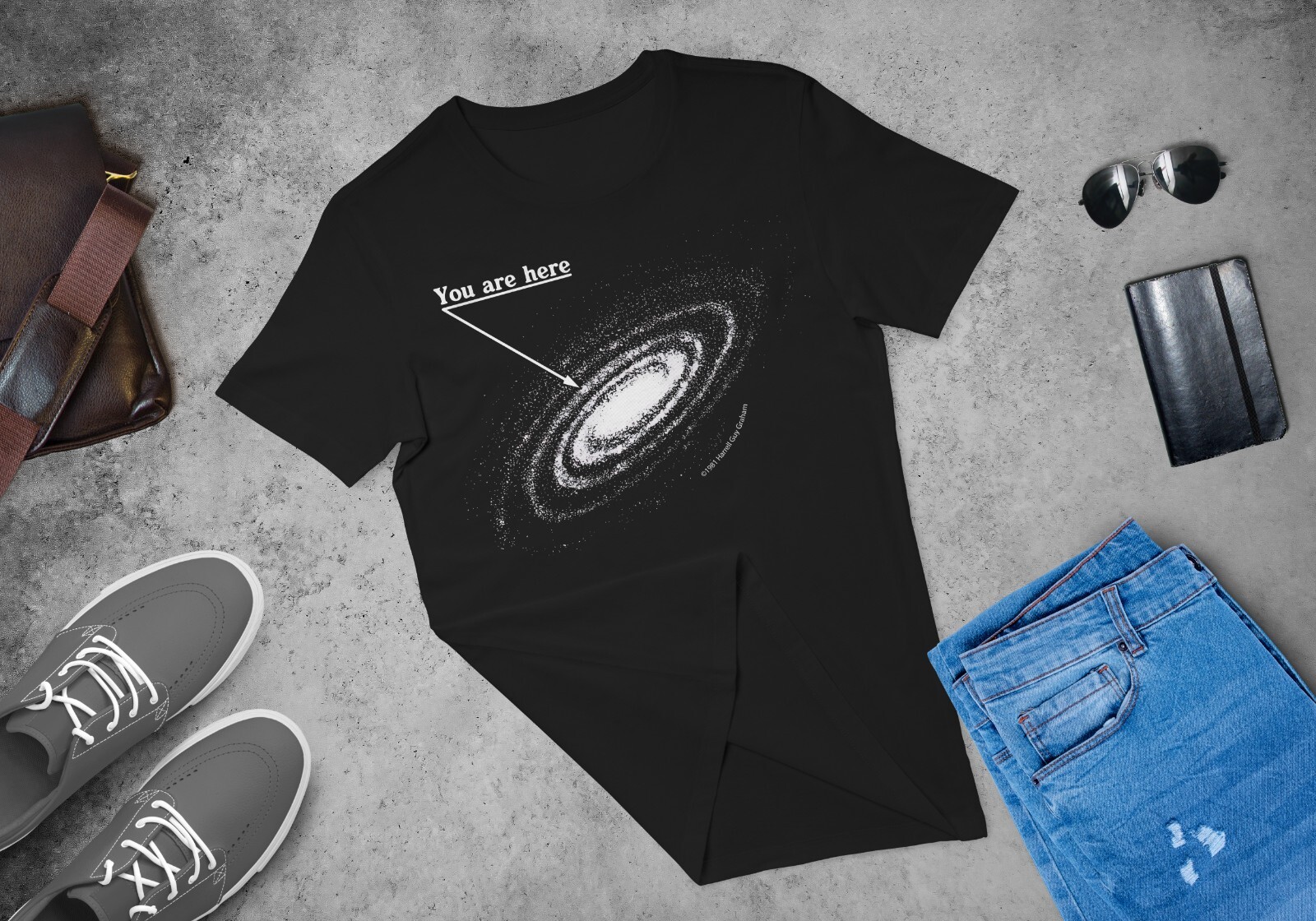 You are here: Milky Way galaxy map — Short-Sleeve Unisex T-Shirt, space t-shirt
