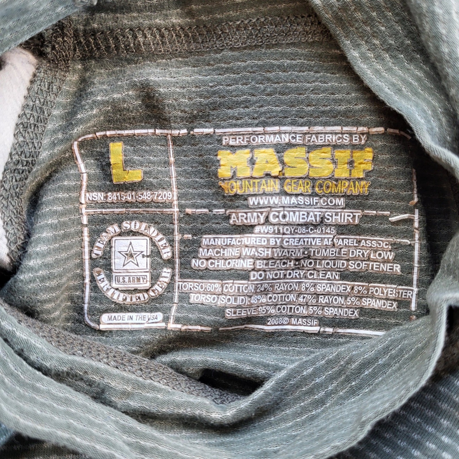 Massif Army Combat Shirt ACU Digital Camo Tactical Flame Resistant Mens Large