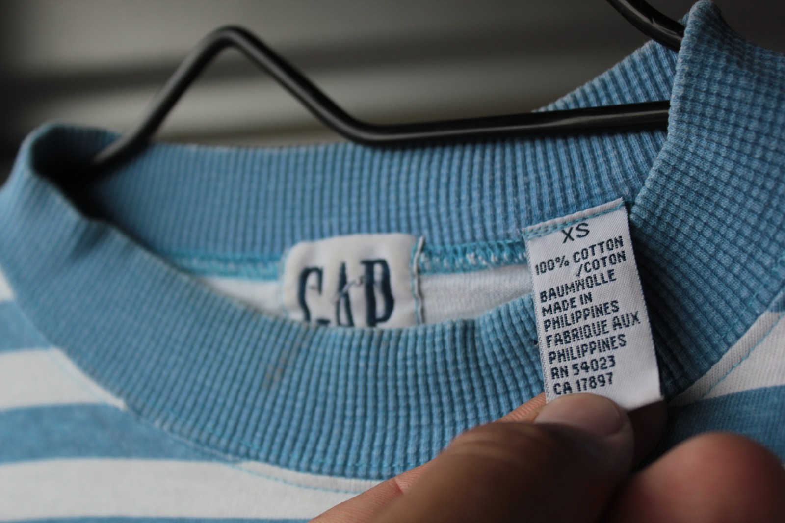OG Vintage GAP Blue Striped Oversized Pocket T-Shirt Mens XS