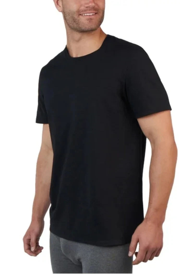 Kirkland Signature Men’s 6-Pack Crew Neck Lightweight Tee, Black, Size S