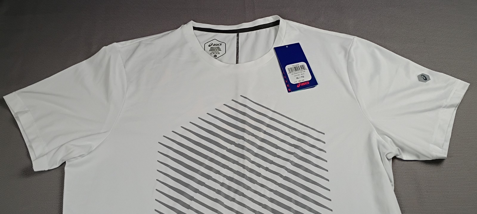 Asics White T Shirt Men Size XL SD Graphic SS Top Running Casual Reflective D1