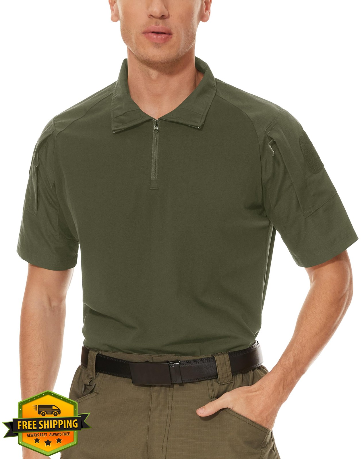 MAGCOMSEN Men’s Tactical Military 1/4 Zip Short Sleeve Camo Shirt